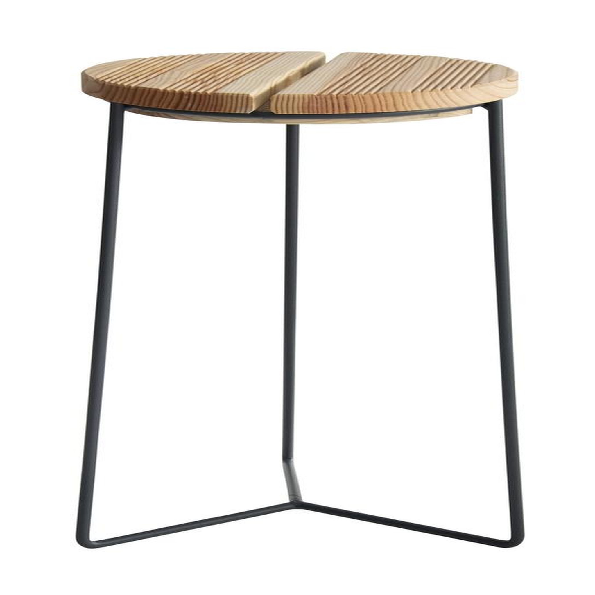 CENTRALE BRICO Sellette industrielle haute fer rond plateau bois - 61x30 cm - acier époxy
