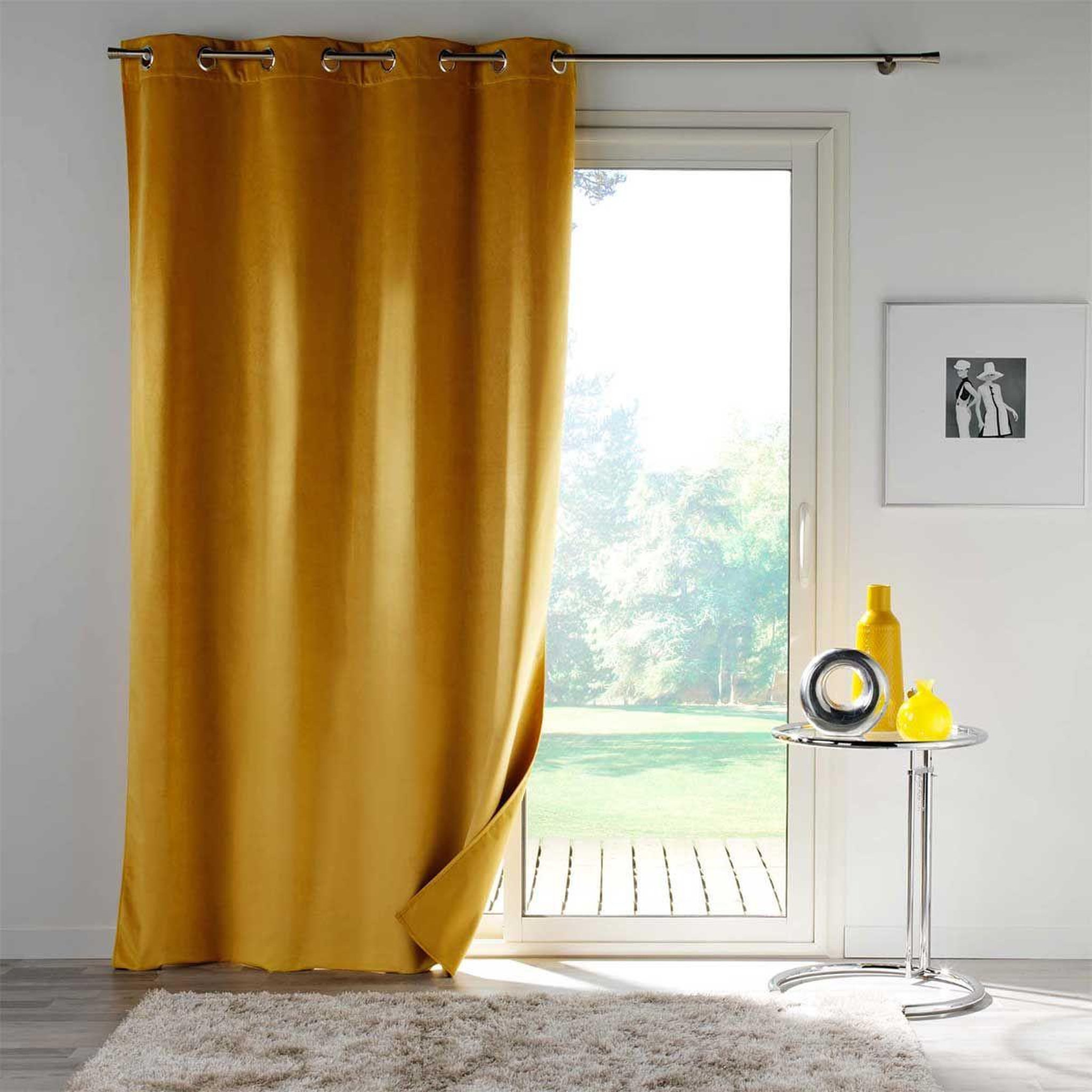 Voir la diapositive 3 : Douceur d'Intérieur Rideau occultant  velounight  135x260cm jaune