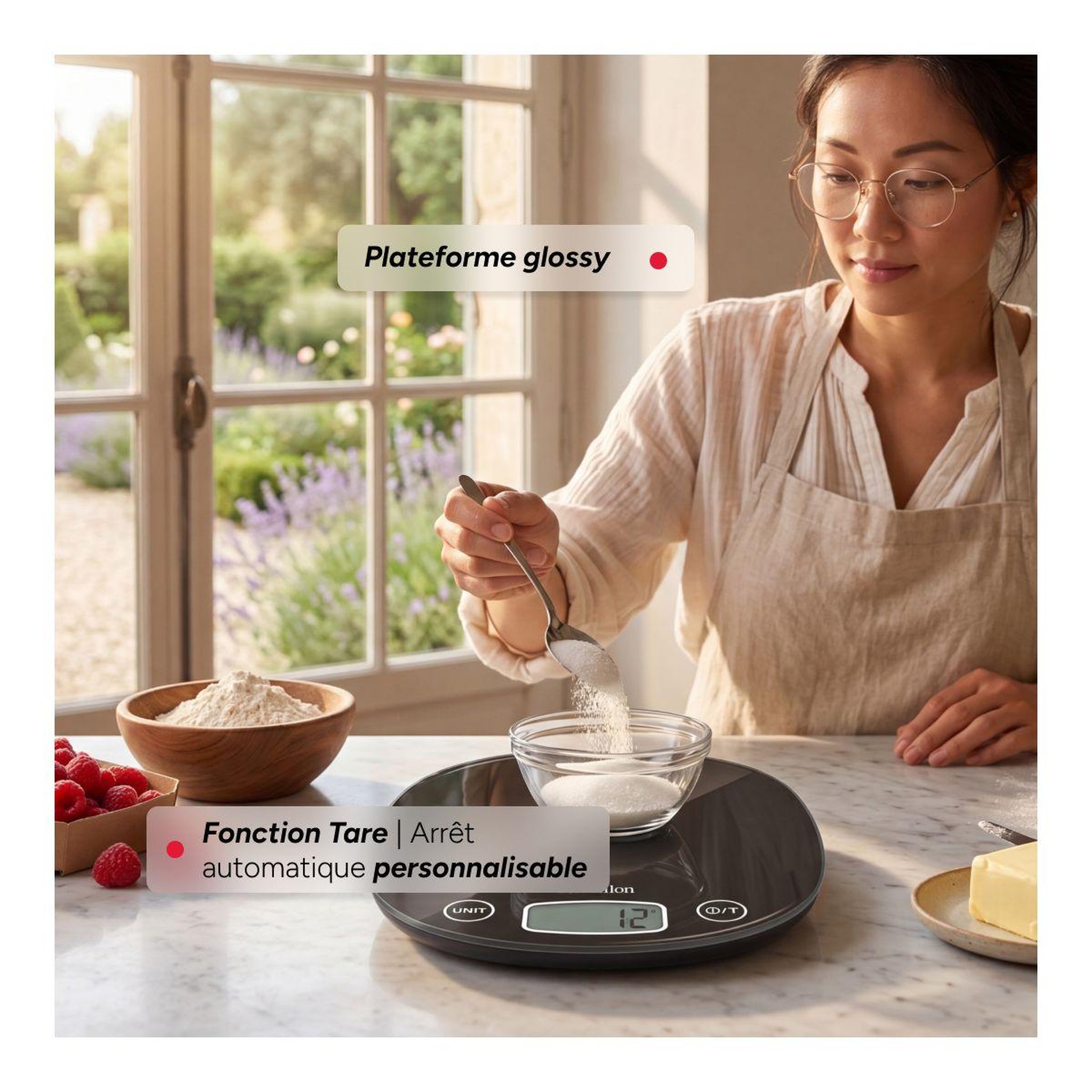 Voir la diapositive 3 : Terraillon Balance de cuisine macaron + noir intense