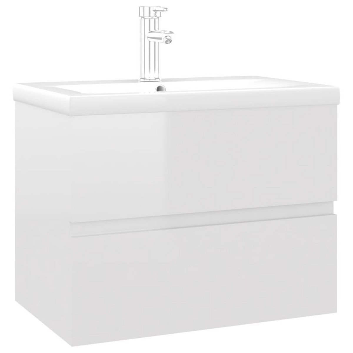 VIDAXL Armoire d'evier lavabo integre blanc brillant bois d'ingenierie