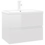 Voir la diapositive 2 : VIDAXL Armoire d'evier lavabo integre blanc brillant bois d'ingenierie