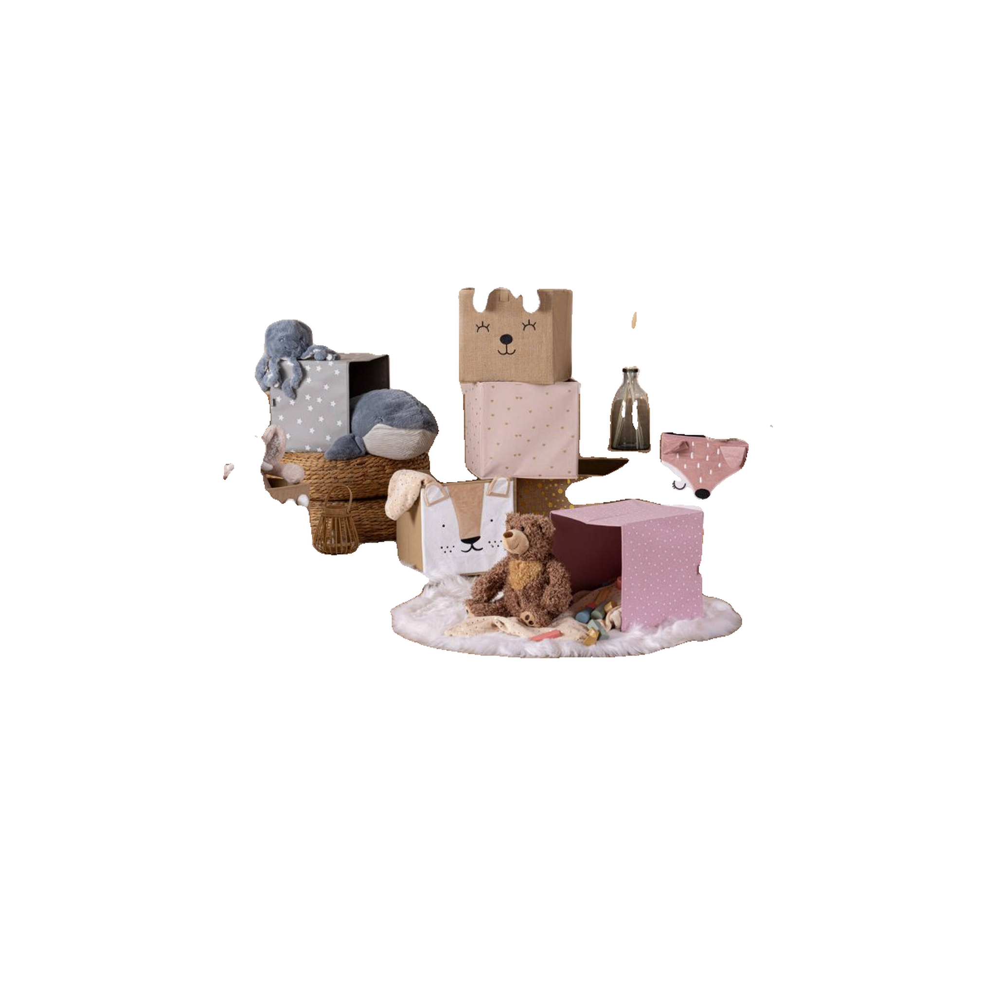 Voir la diapositive 4 : Atmosphera Kids Boîte de rangement pliable  animal  29x29cm marron
