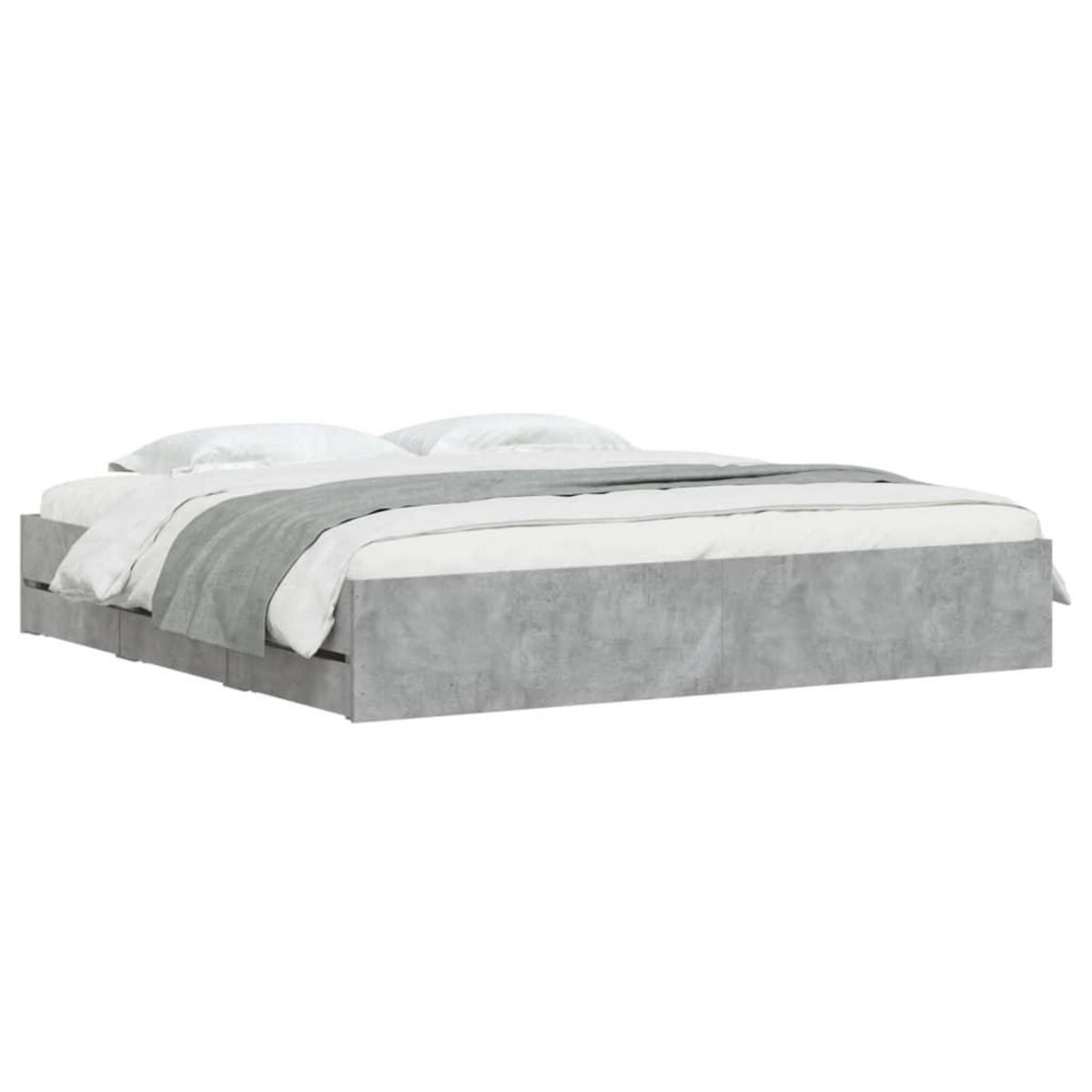 VIDAXL Cadre de lit avec tiroirs sans matelas gris beton 180x200 cm