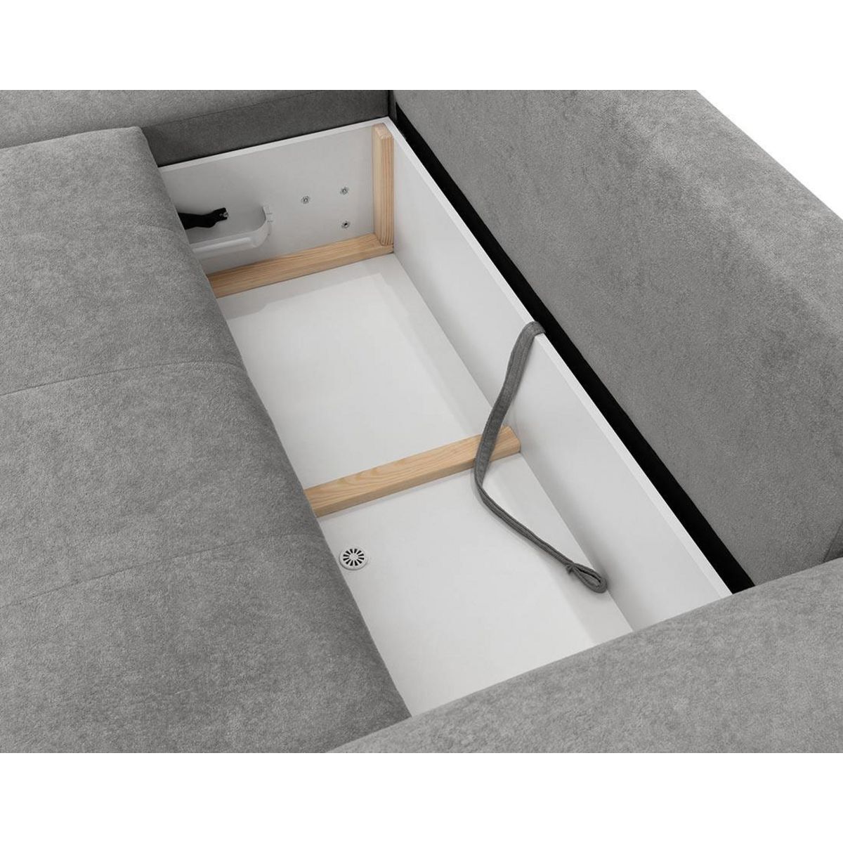 BEST MOBILIER Luzzio - canapé d'angle gauche 4 places convertible avec coffre en tissu texturé