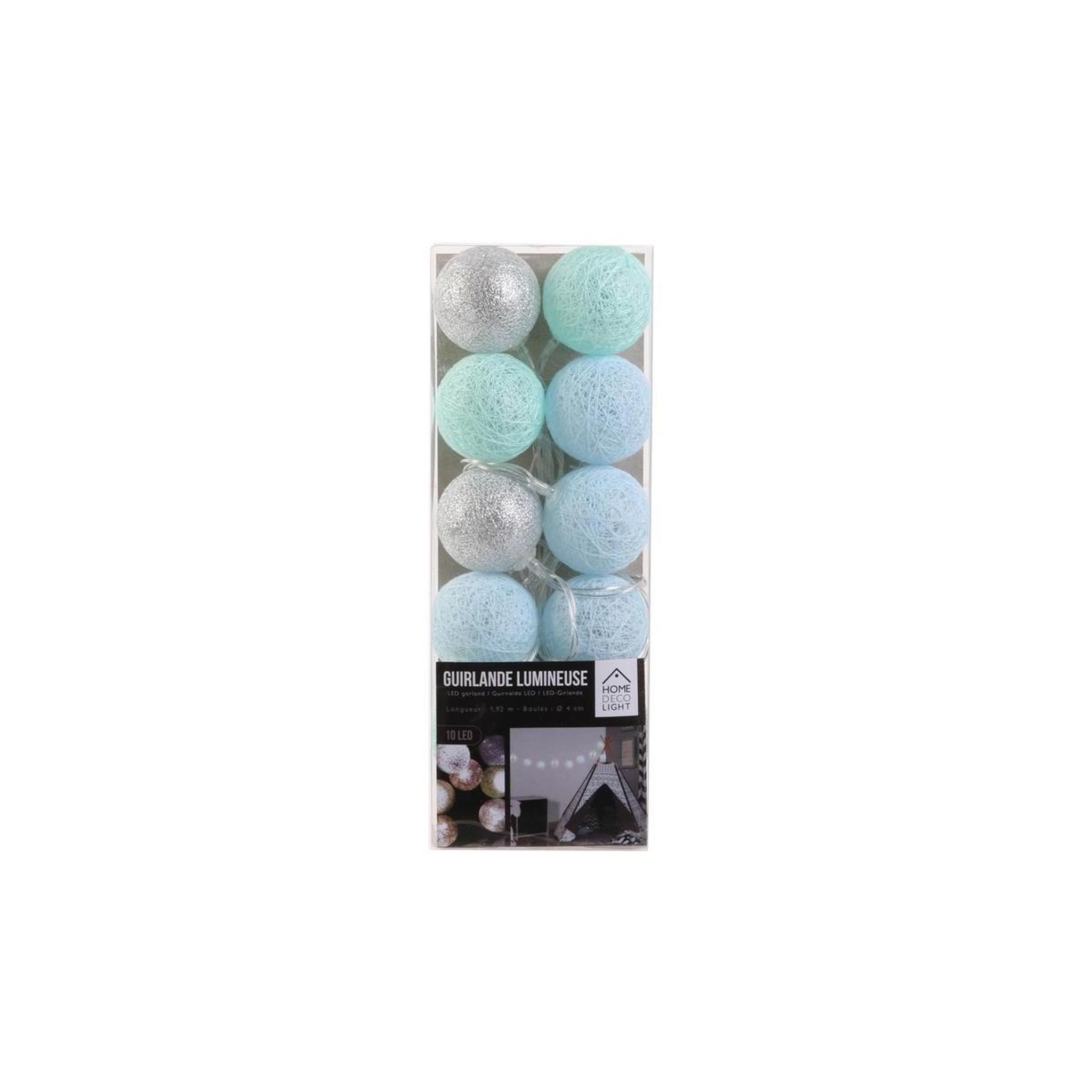Voir la diapositive 3 : The Home Deco Factory Guirlande lumineuse à led  10 boules  192cm bleu