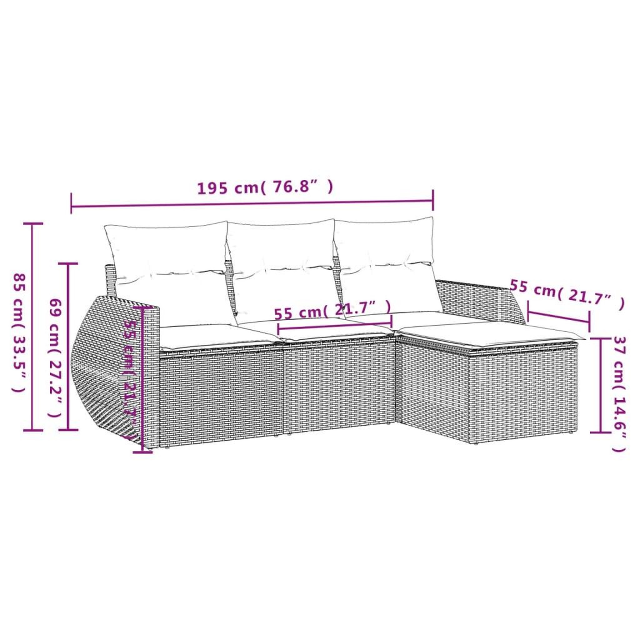 Voir la diapositive 4 : VIDAXL Salon de jardin 4 pcs avec coussins noir resine tressee