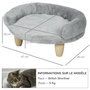 Voir la diapositive 3 : PAWHUT Canapé panier chien ou chat design scandinave housse amovible pieds en bois peluche douce gris