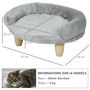 Voir la diapositive 3 : PAWHUT Canapé panier chien ou chat design scandinave housse amovible pieds en bois peluche douce gris