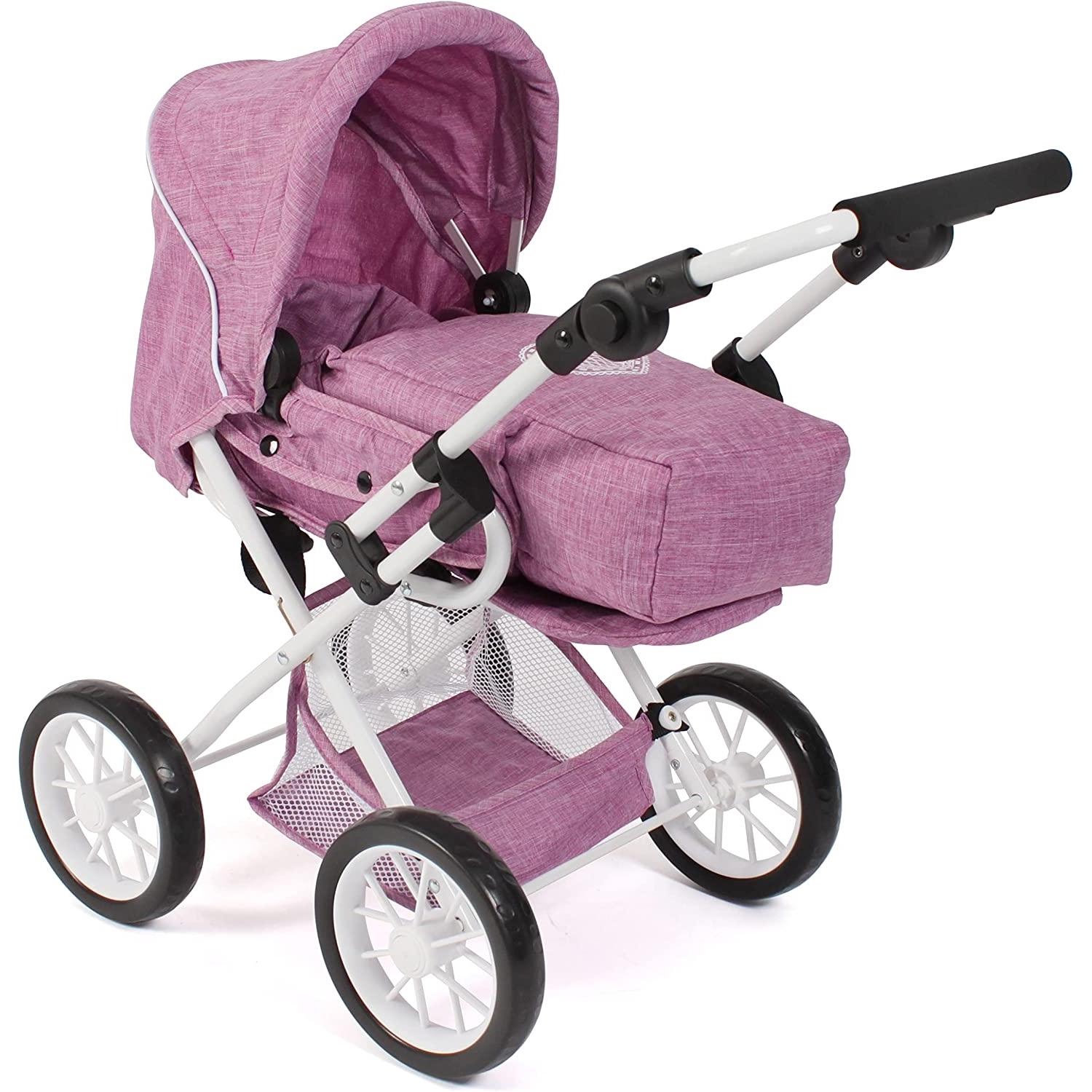 Poussette combinée pour poupée LENI Jean rose