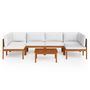 Voir la diapositive 3 : VIDAXL Salon de jardin 7 pcs avec coussins Creme Bois d'acacia solide