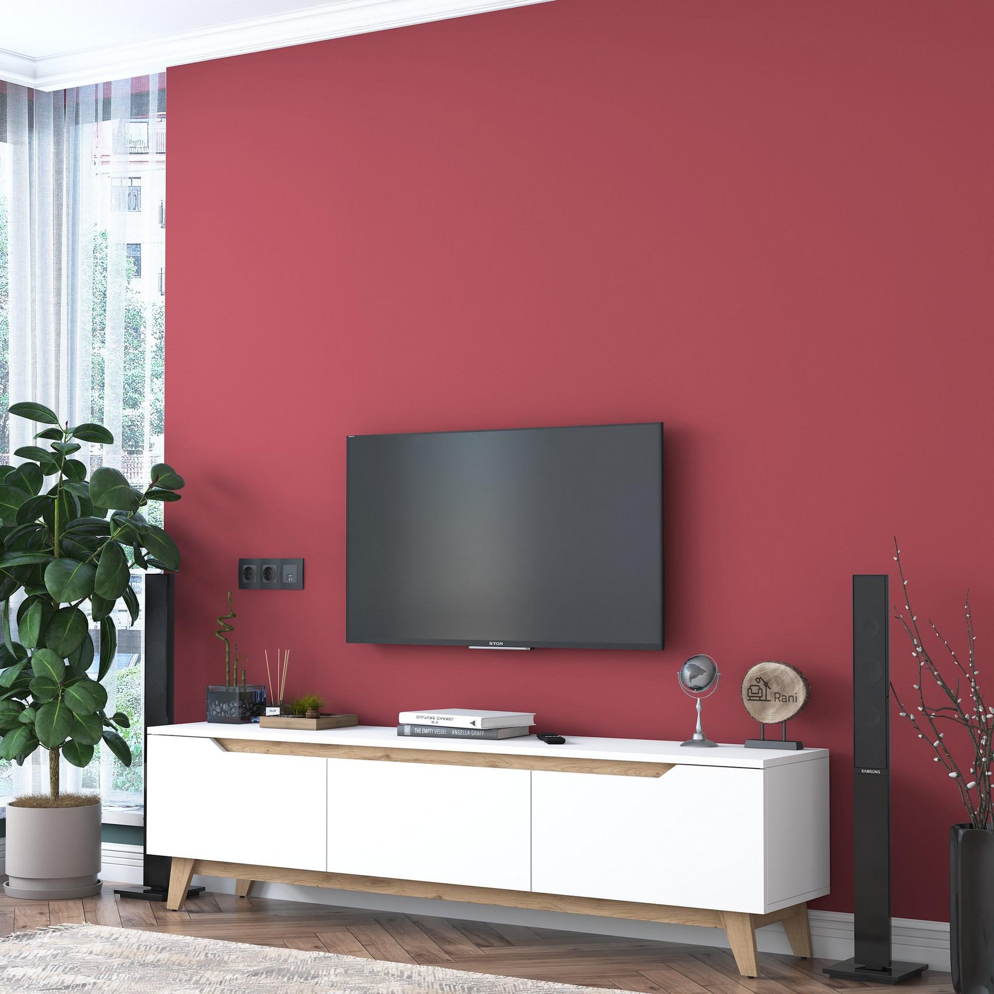 Voir la diapositive 2 : Habitat et Jardin Meuble tv en bois  digi  - 180 x 35 x 48 cm - beige