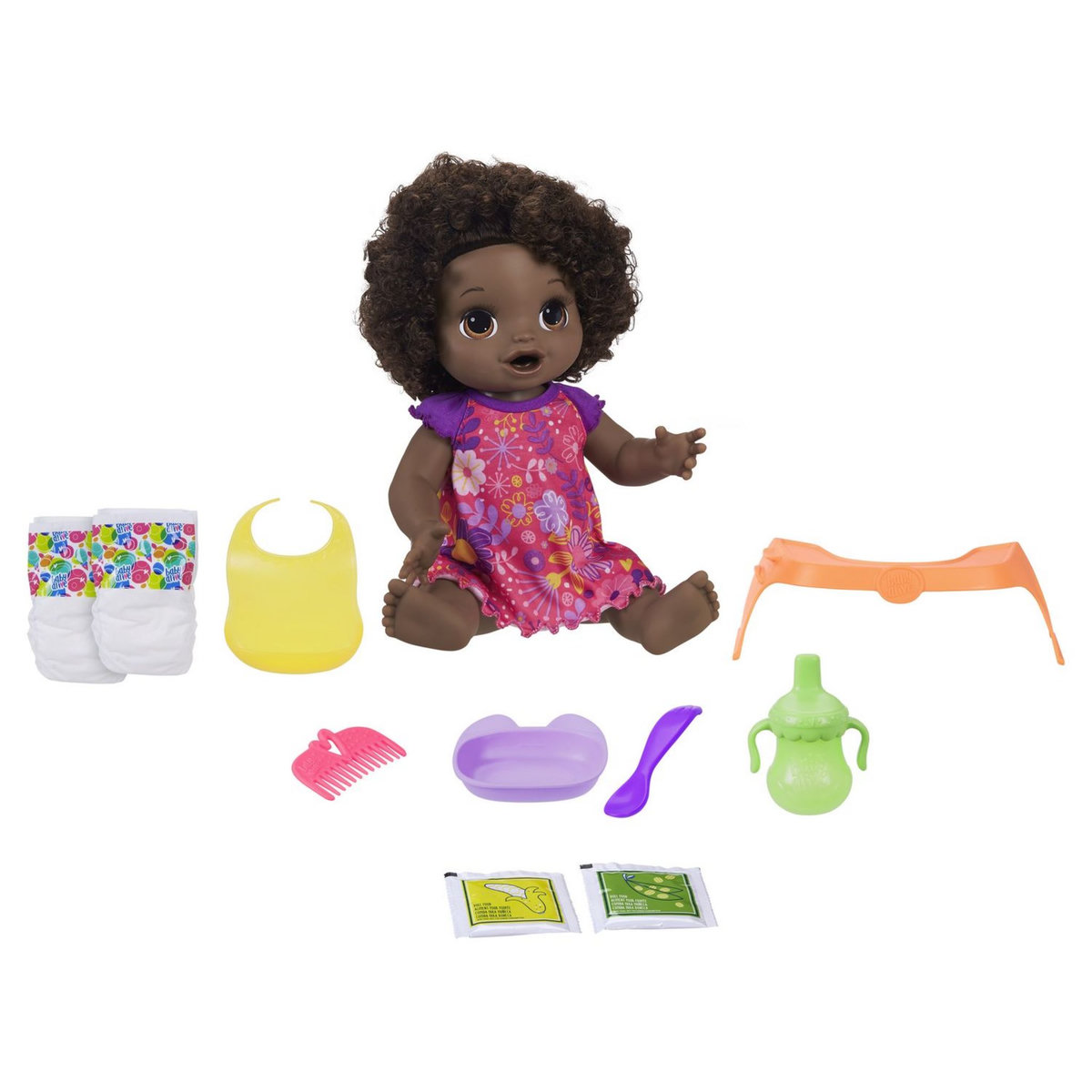HASBRO Baby Alive Adore Manger - Poupée Cheveux Noirs