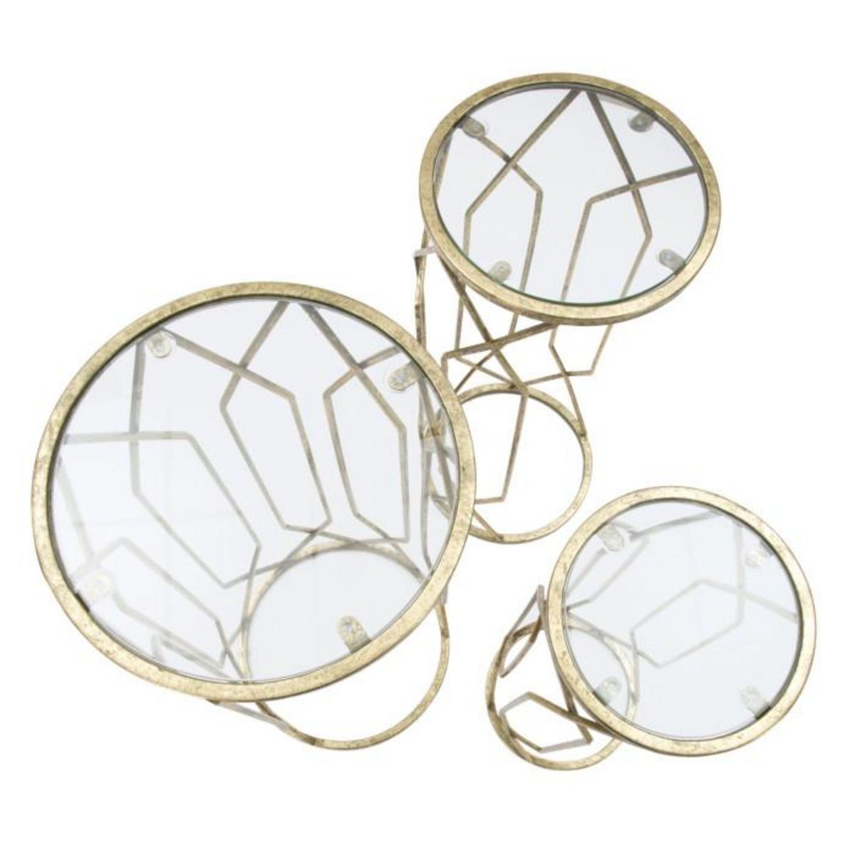 Paris Prix Lot de 3 Tables d'Appoint  Tunis  71cm Or