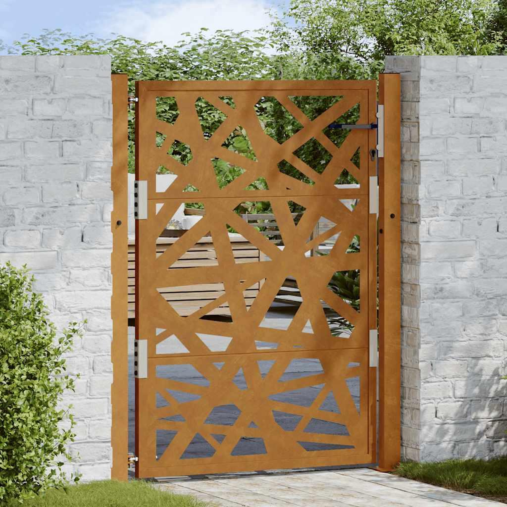 VIDAXL Porte de jardin acier resistant aux intemperies design lumiere