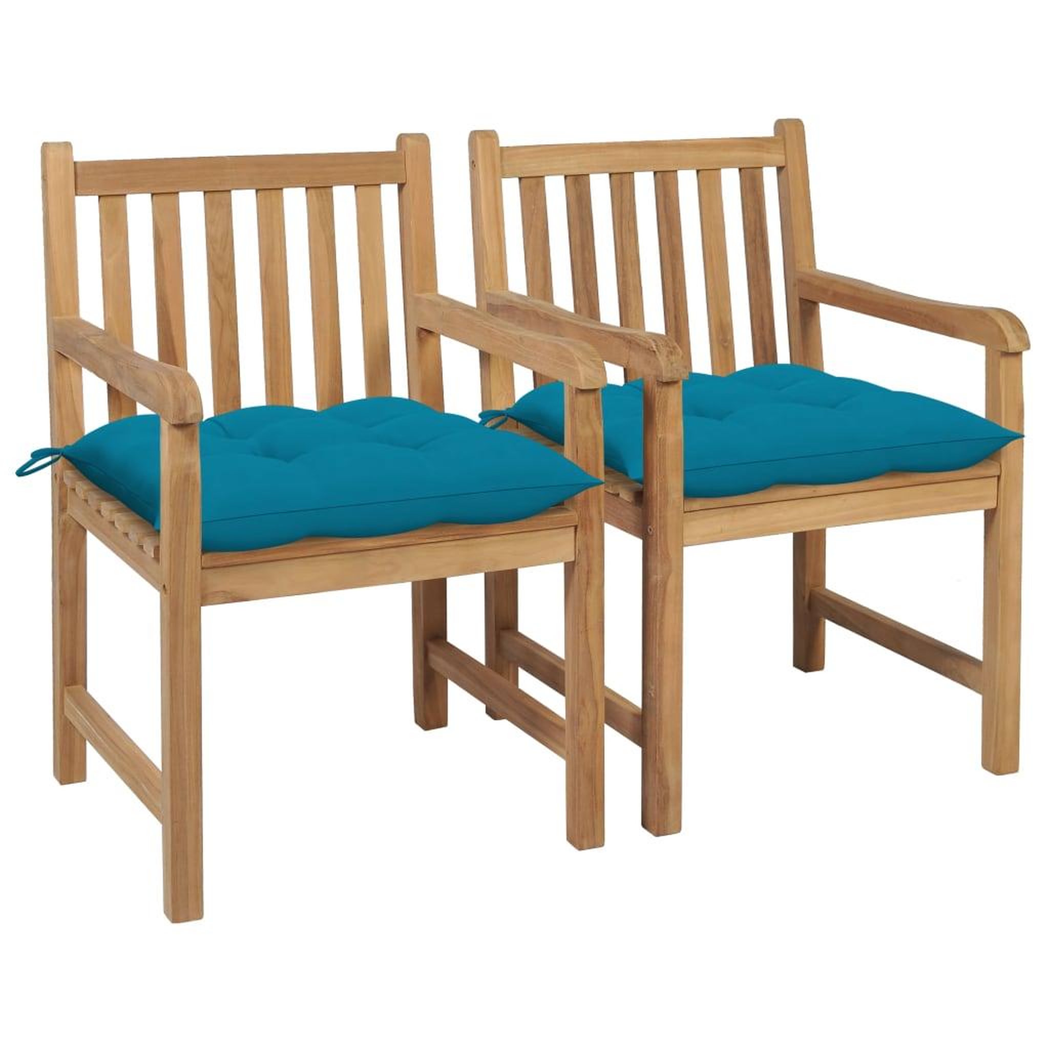Voir la diapositive 1 : VIDAXL Chaises de jardin lot de 2 et coussins bleu clair Bois de teck