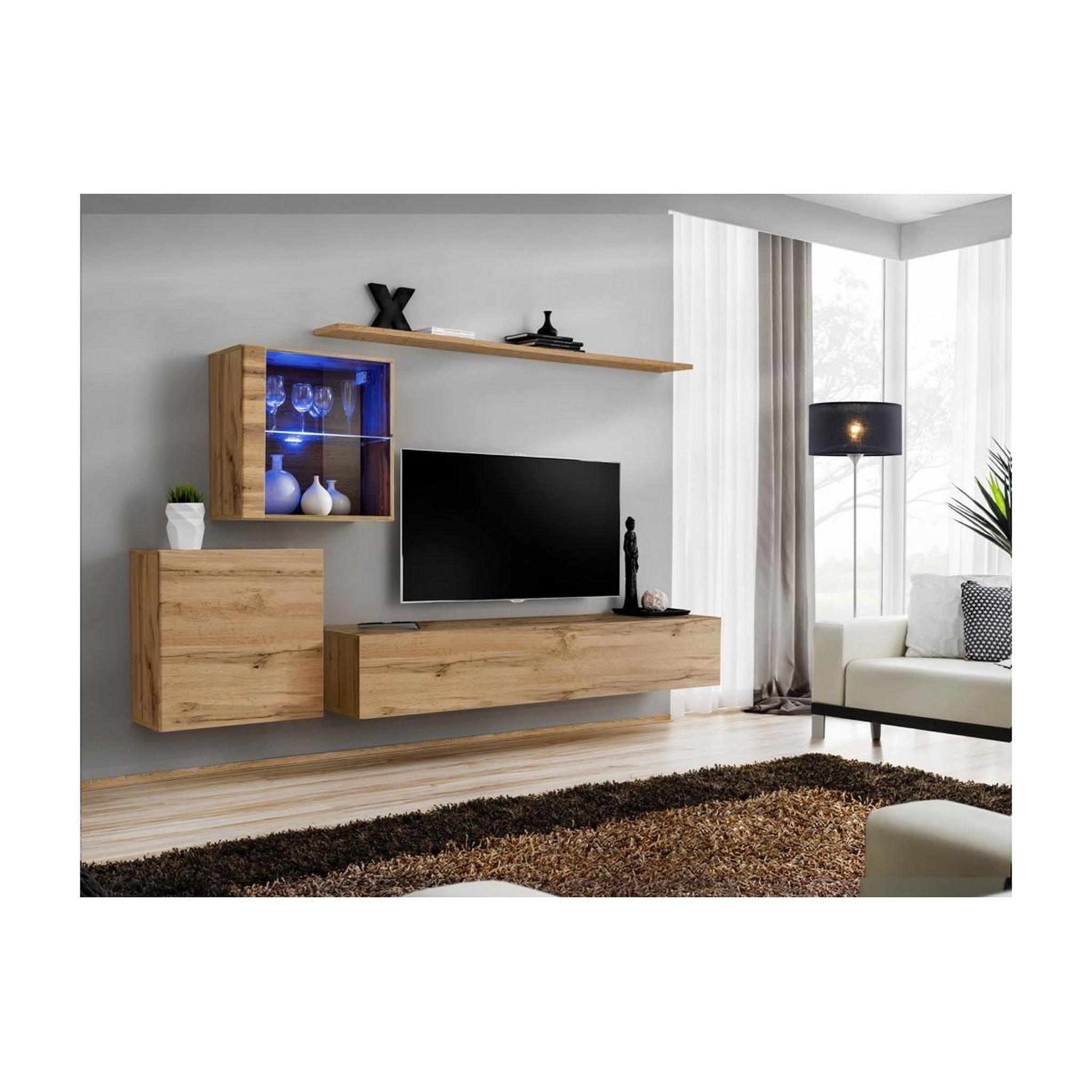Voir la diapositive 2 : Paris Prix Meuble tv mural design  switch xv  260cm naturel