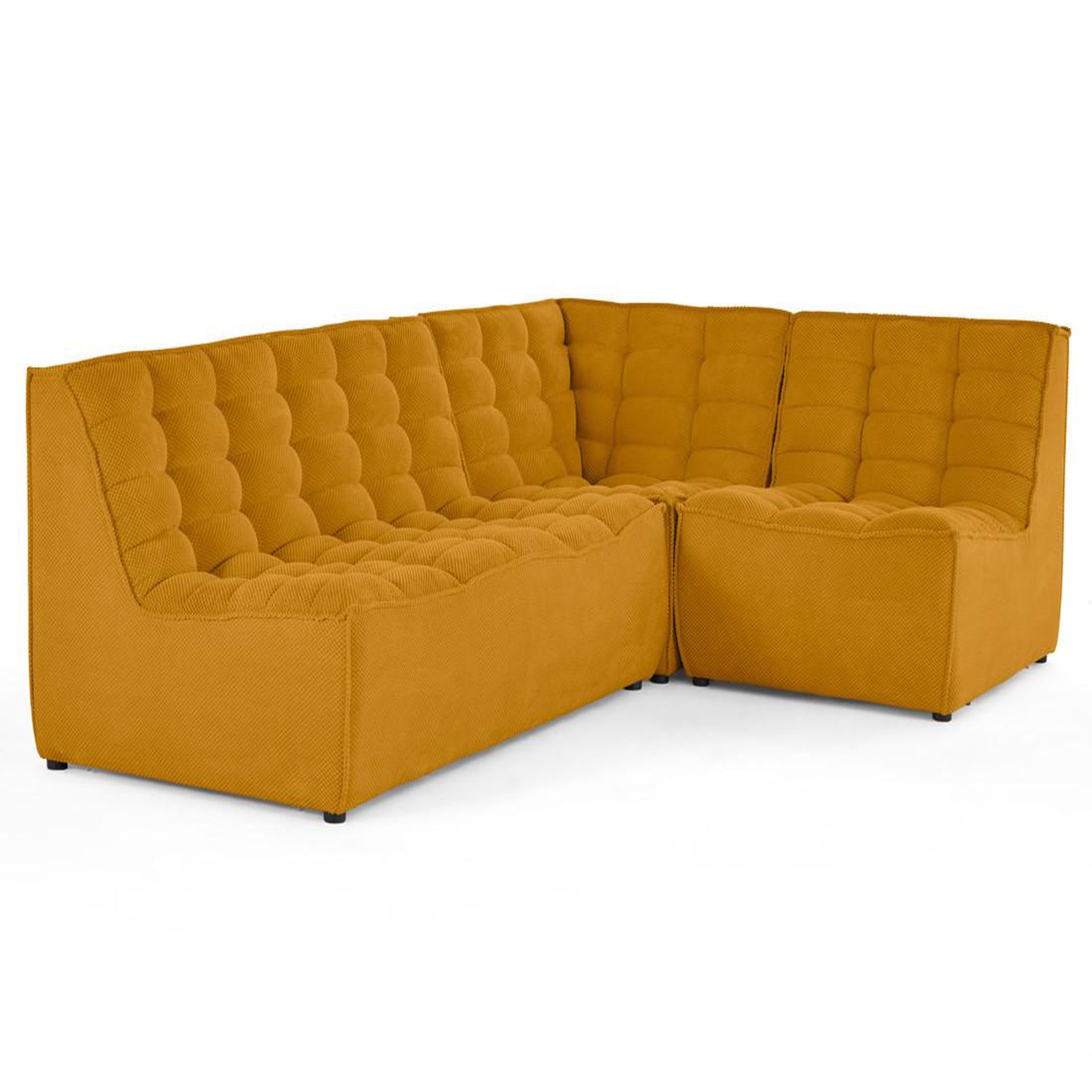 Voir la diapositive 5 : LISA DESIGN Ellie - canapé modulable d'angle réversible 4 places en velours texturé