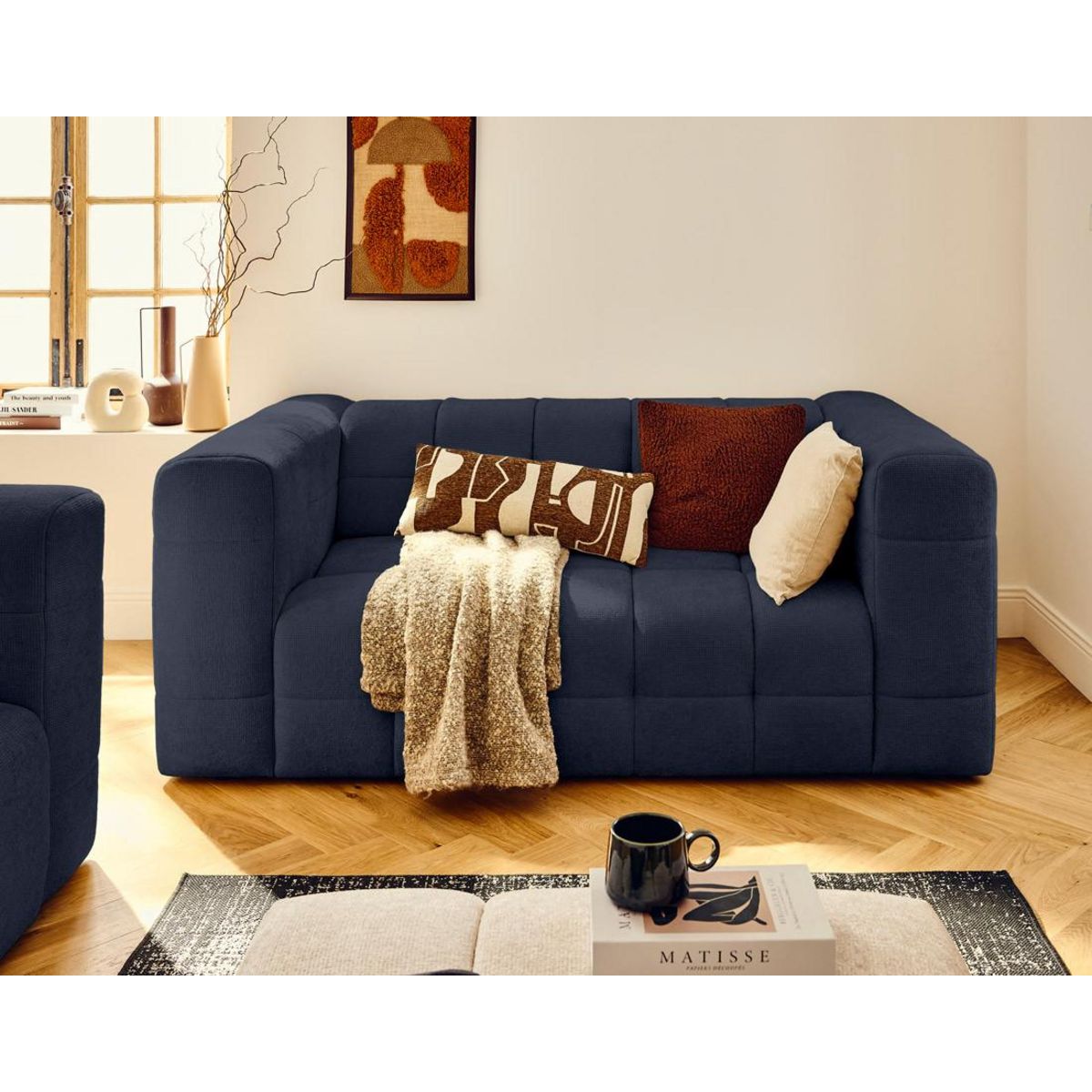 LISA DESIGN Suzano - canapé droit 2 places en tissu texturé