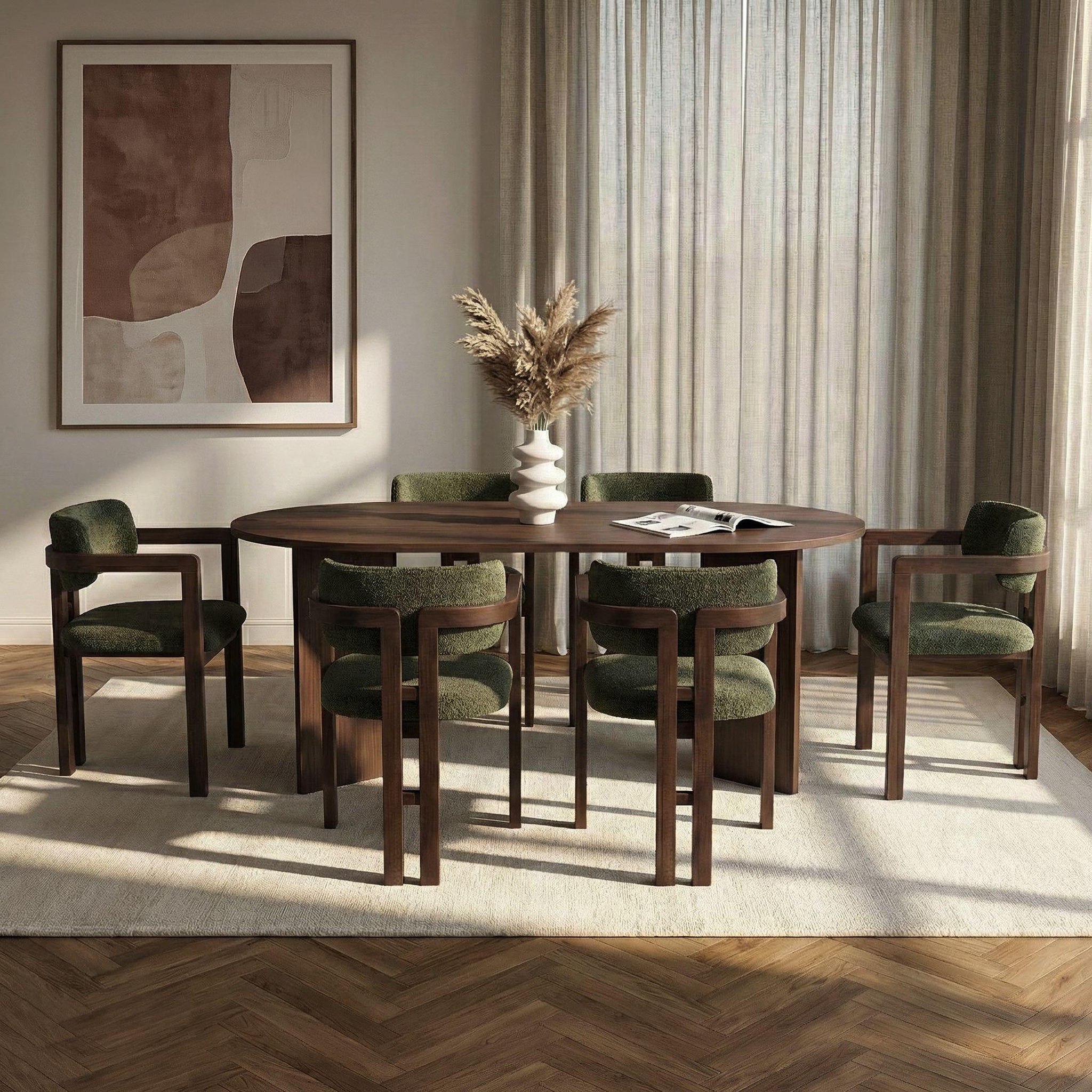 Voir la diapositive 3 : Habitat et Jardin Ensemble Table et Chaises (7 Pièces) en bois  Meridia 6  - 180 x 90 x 75 cm - Vert