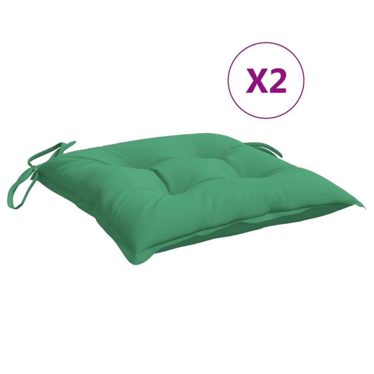 VIDAXL Coussins de chaise lot de 2 vert 40x40x7 cm tissu oxford