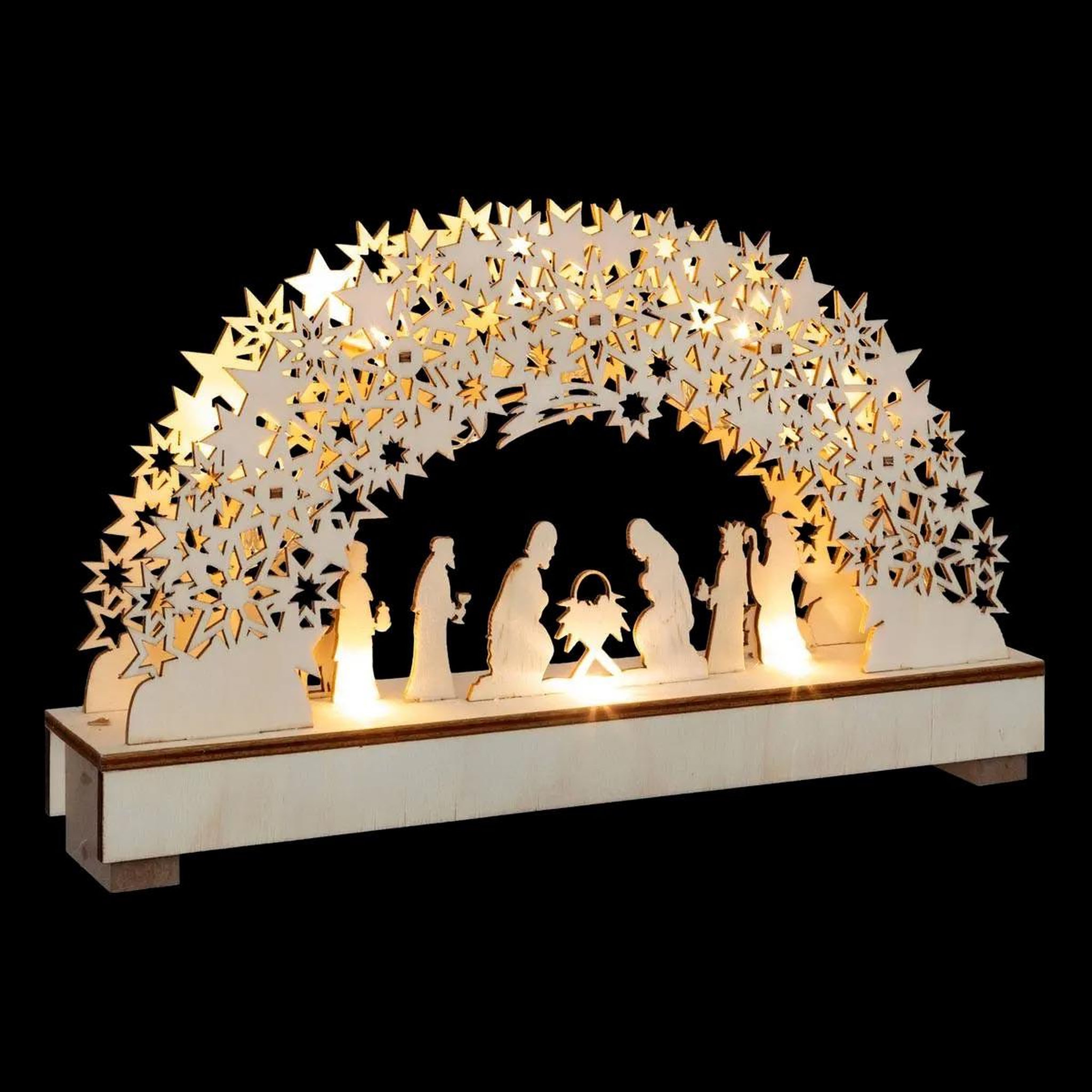 Voir la diapositive 2 : FEERIC LIGHT & CHRISTMAS Décoration de noël lumineuse santon en bois xmas - beige