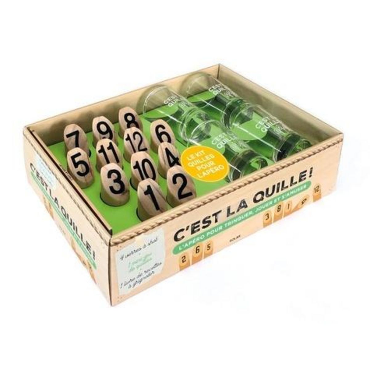 C'EST LA QUILLE ! COFFRET AVEC 4 VERRES A SHOT, Solar