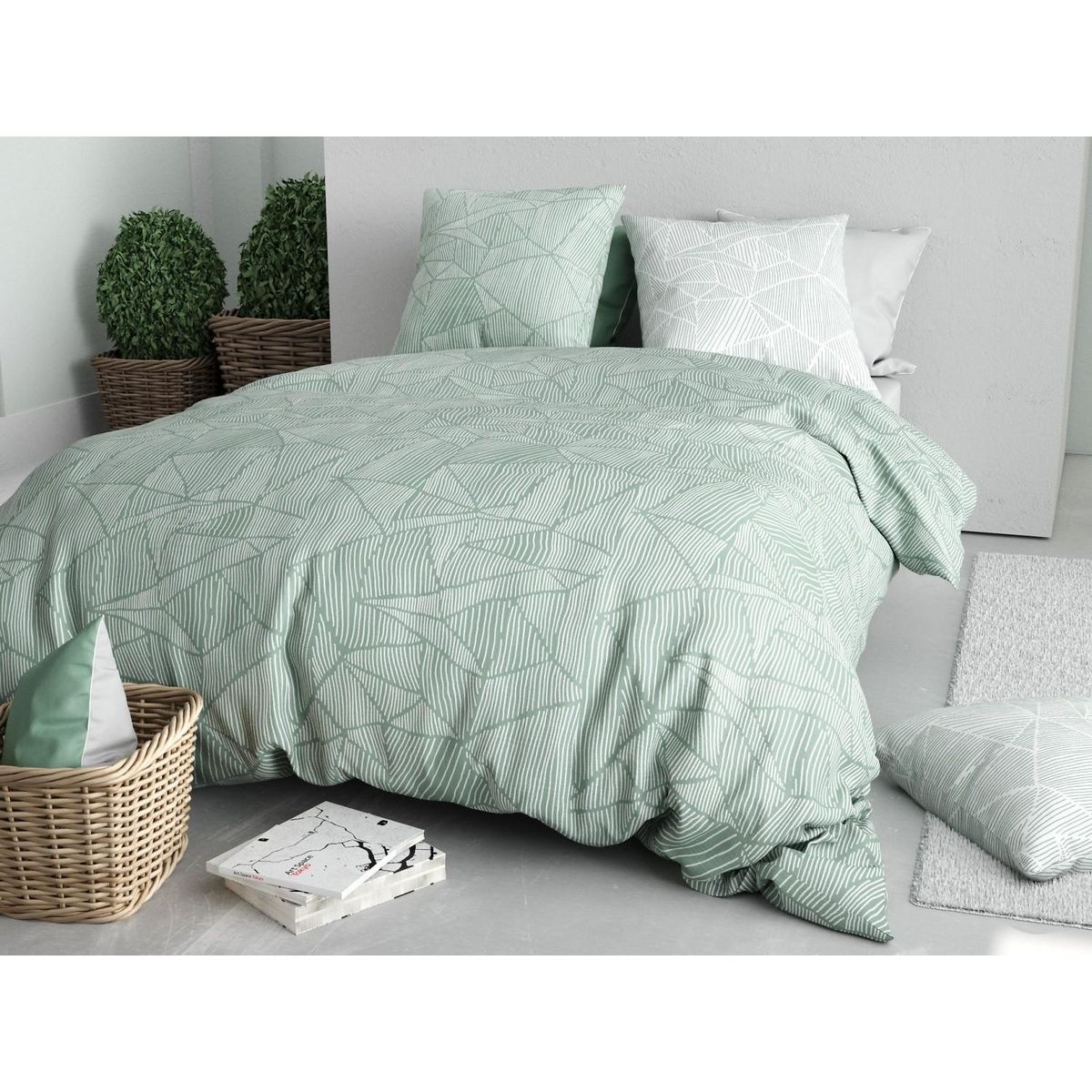 ATELIER DU COTON Parure de couette 100% coton 57fils adely