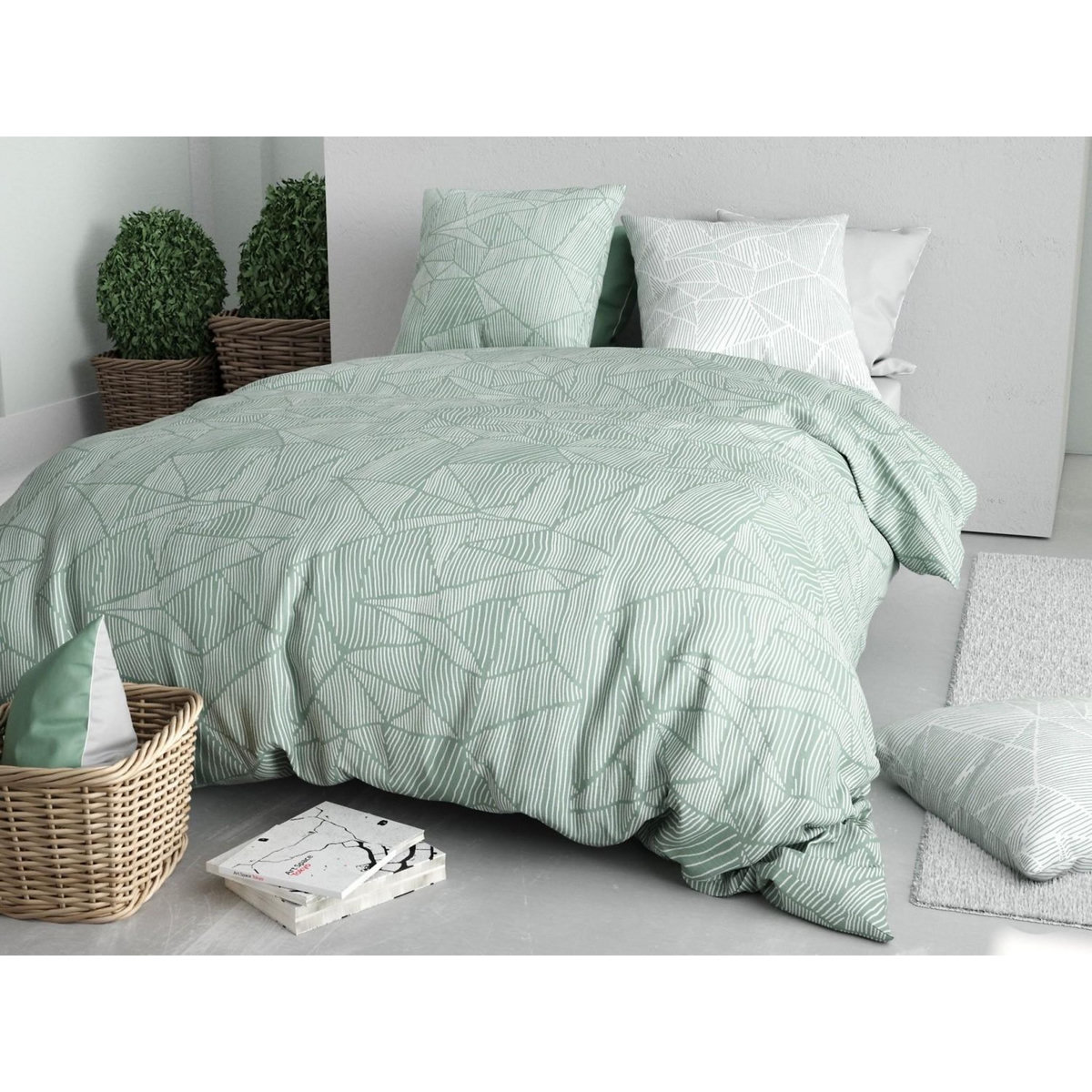 ATELIER DU COTON Parure de couette 100% coton 57fils adely