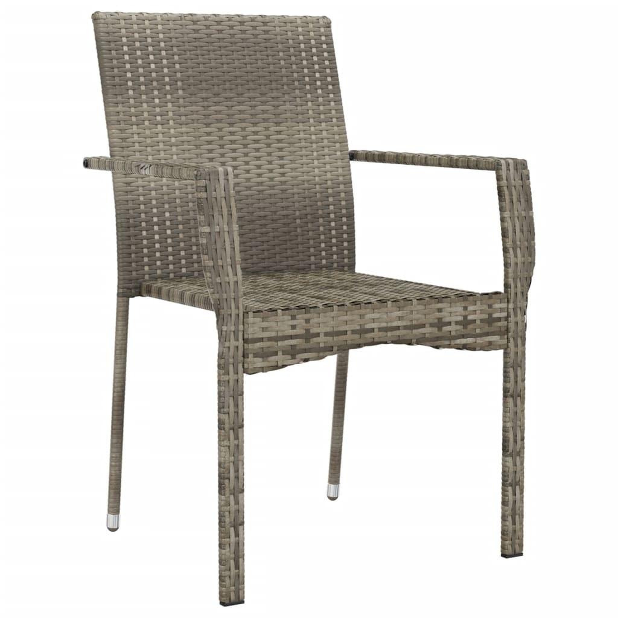 Voir la diapositive 3 : VIDAXL Chaises de jardin avec coussins lot de 4 Resine tressee Gris