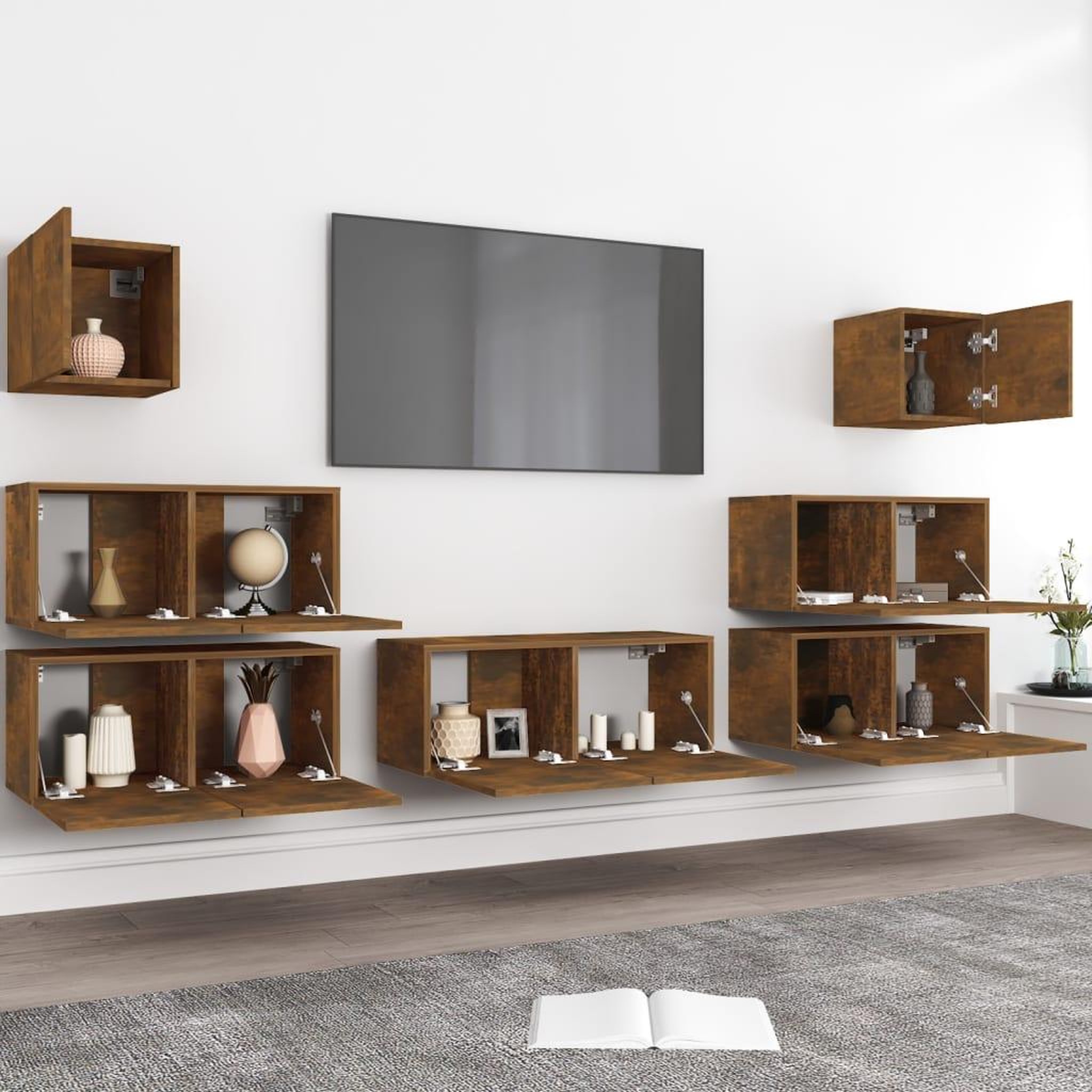Voir la diapositive 3 : VIDAXL Ensemble de meubles TV 7 pcs Chene fume Bois d'ingenierie