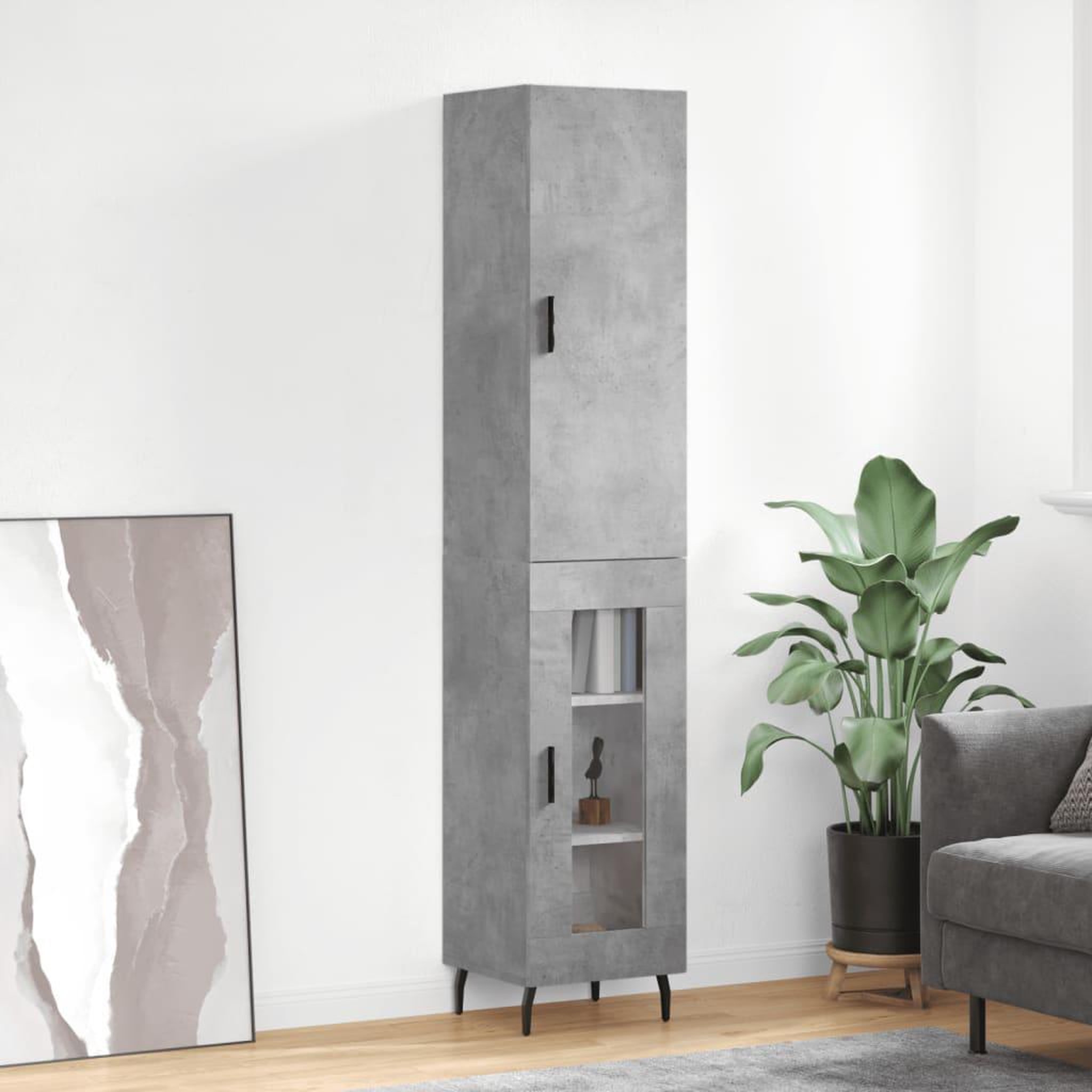 VIDAXL Buffet haut Gris beton 34,5x34x180 cm Bois d'ingenierie