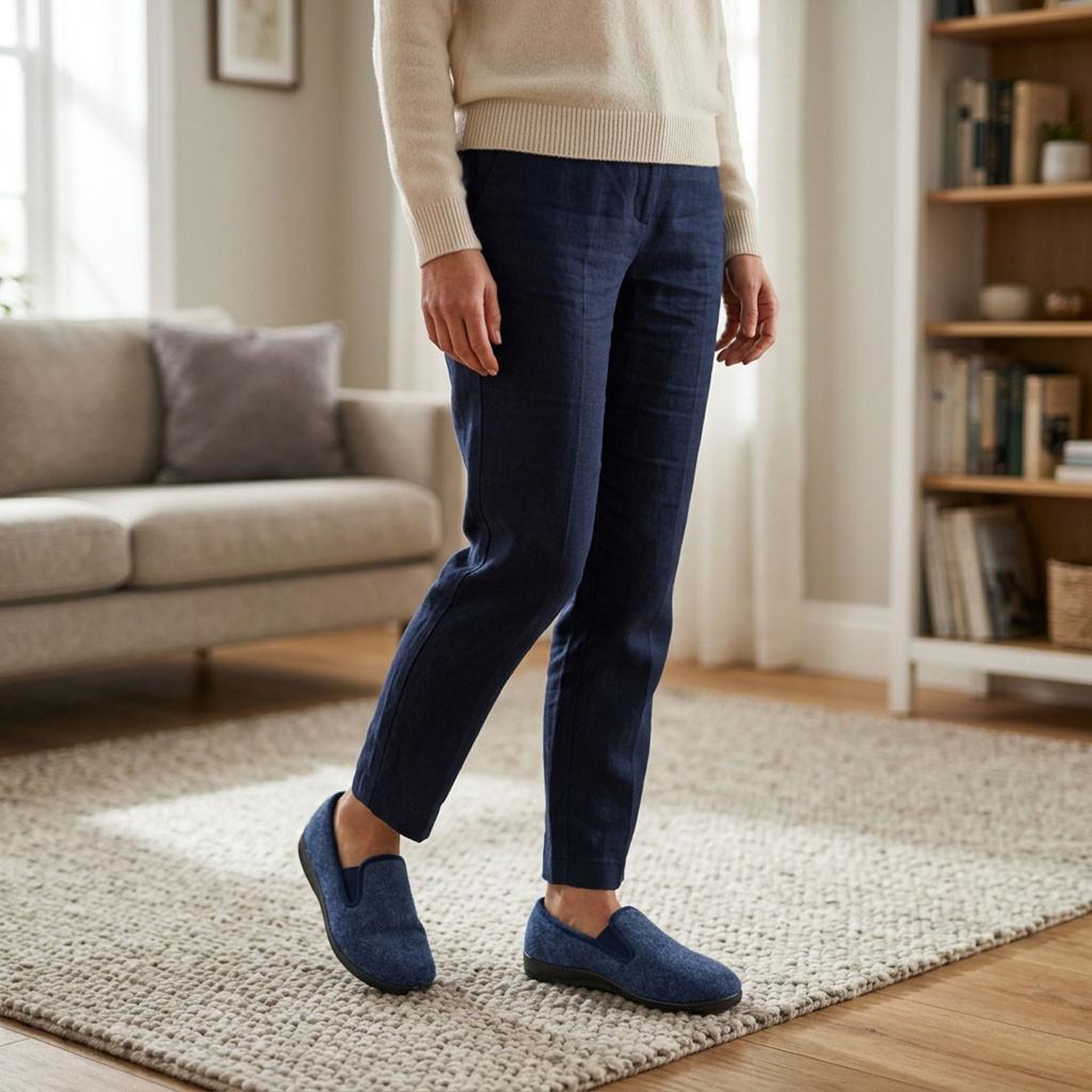 Voir la diapositive 4 : OZABI OZABI Pantoufles Femme Charentaises Chaudes Fourrées Semelle Antidérapante