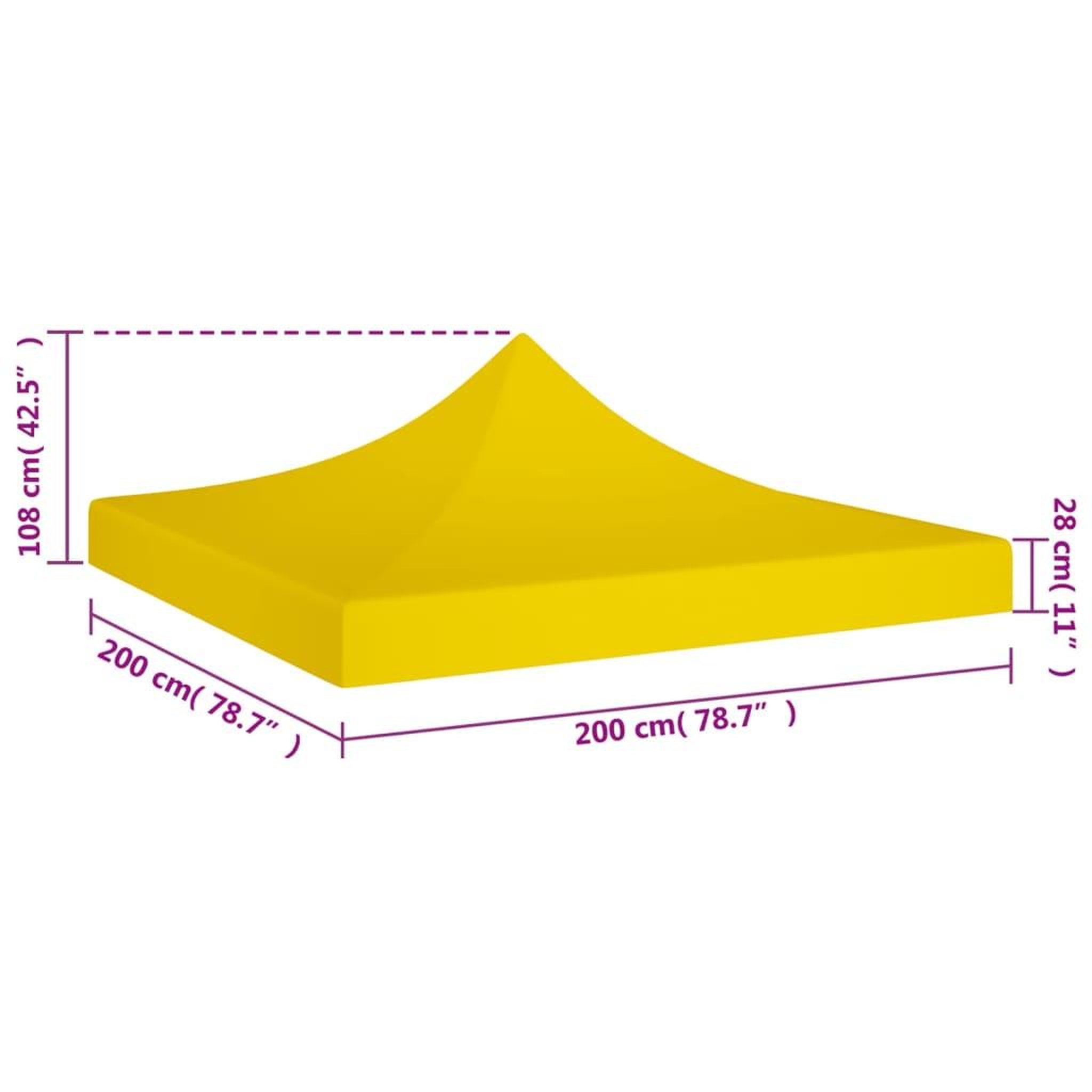 Voir la diapositive 6 : VIDAXL Toit de tente de reception 2x2 m Jaune 270 g/m^2