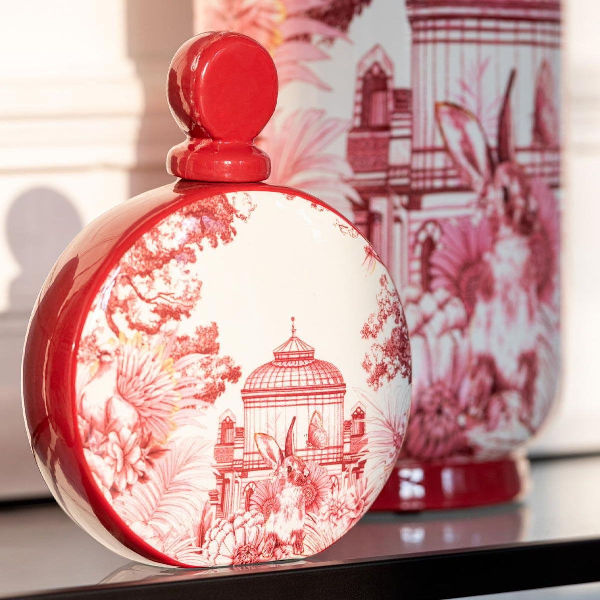 Paris Prix Pot Flasque en Porcelaine  Moriko  22cm Rouge & Blanc