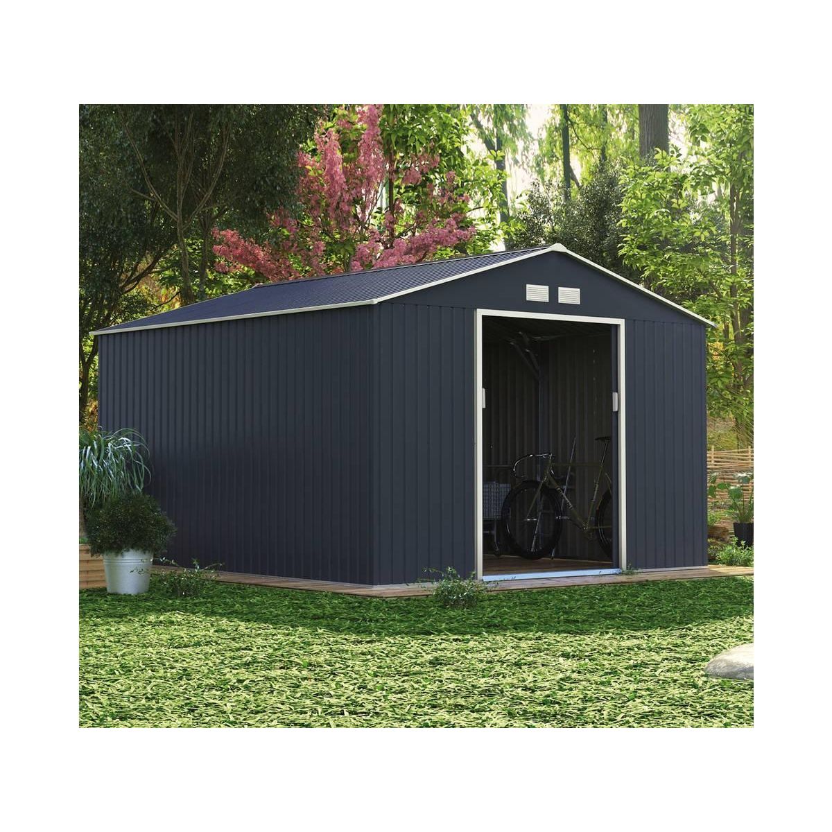 Habitat et Jardin Abri de jardin métal  Vegas  - 12.98 m² - Gris