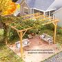 Voir la diapositive 5 : OUTSUNNY Pergola bois autoportante 12 m² dim. 3 x 4 m - toit chevrons lattes espacées - sapin pré-huilé