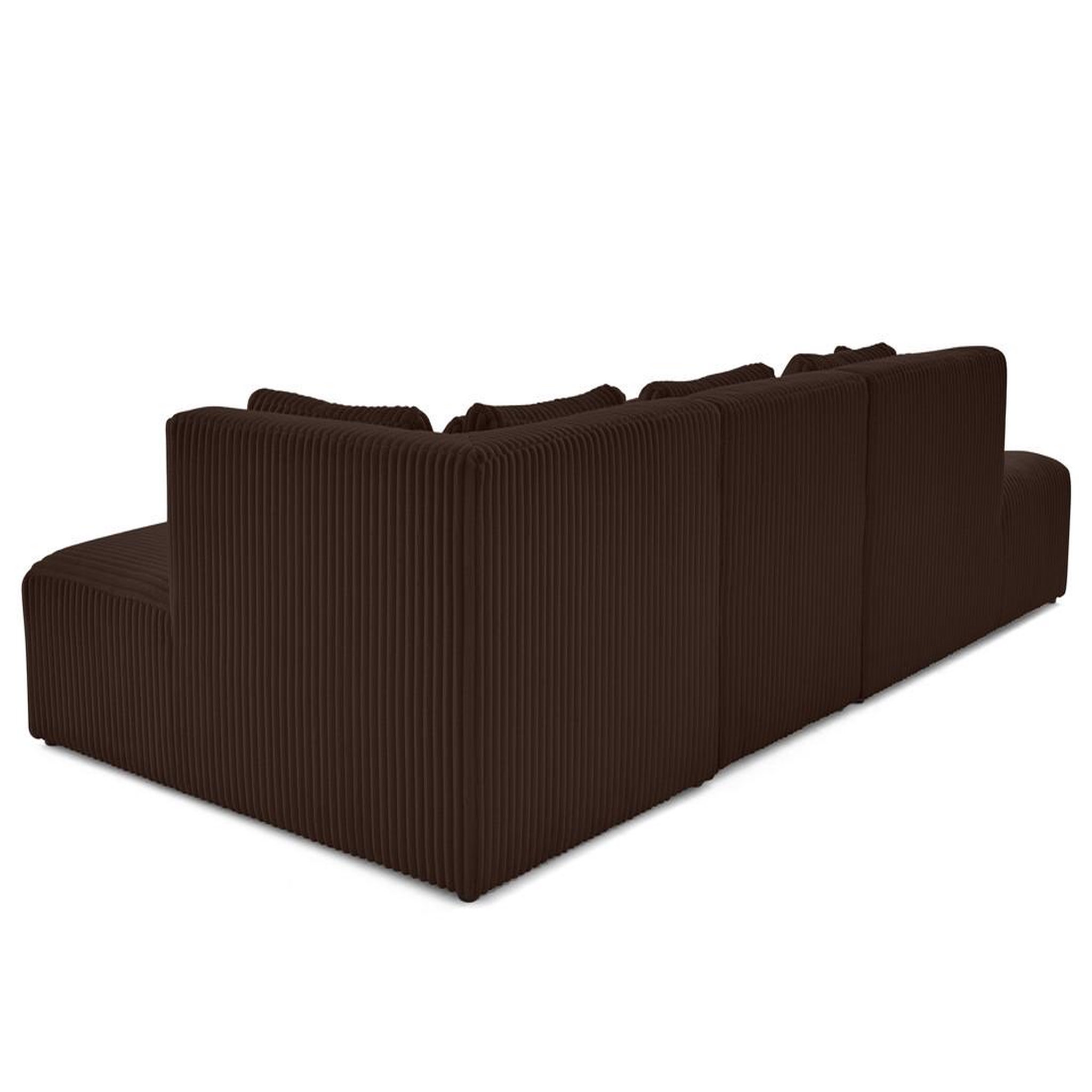 Voir la diapositive 4 : LISA DESIGN Victoire - canapé modulable d'angle droit 5 places en velours côtelé grosses côtes