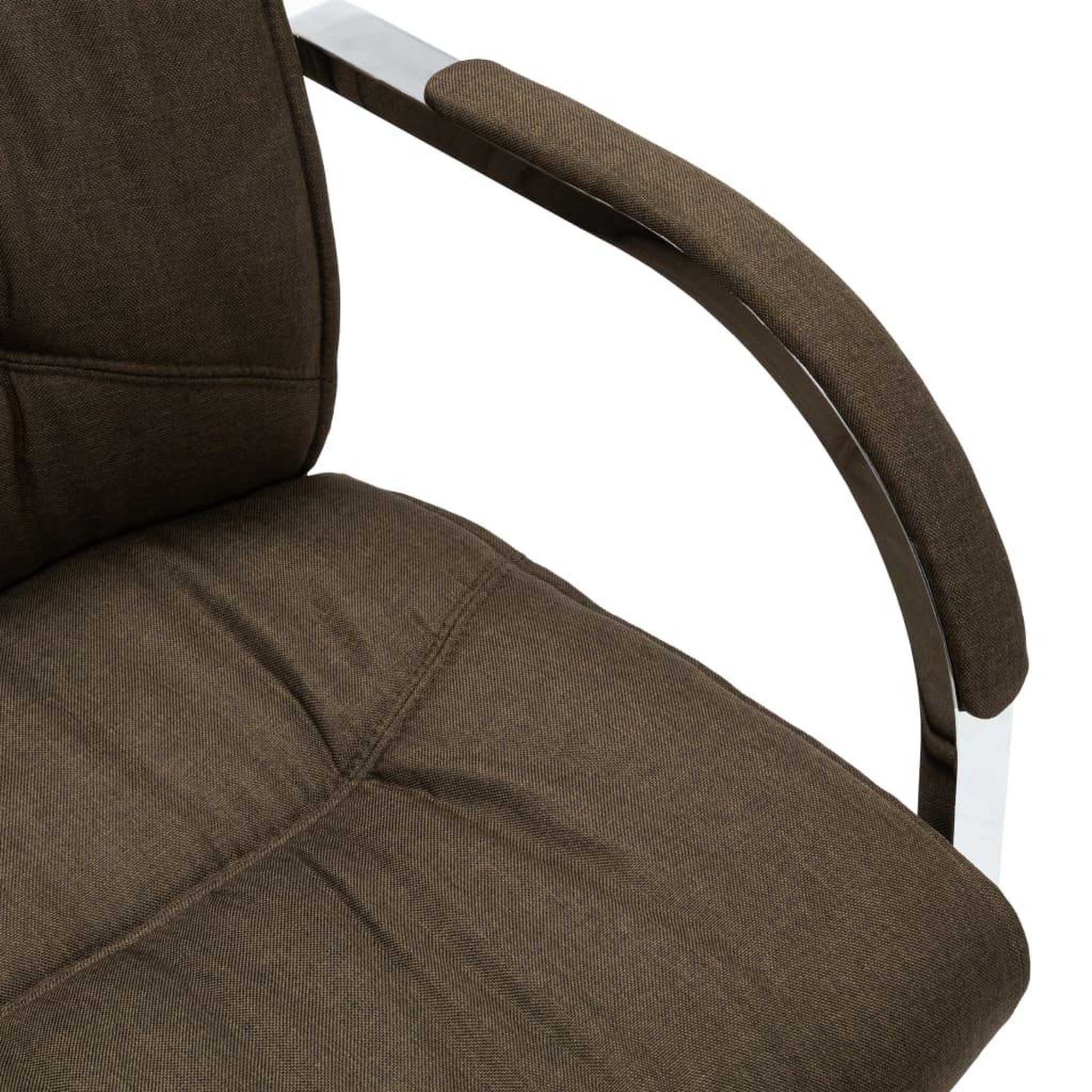 Voir la diapositive 5 : VIDAXL Chaise de bureau cantilever Marron Tissu