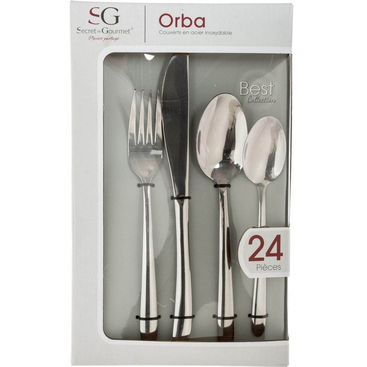 SECRET DE GOURMET Ménagère 24 couverts - Inox - Lin