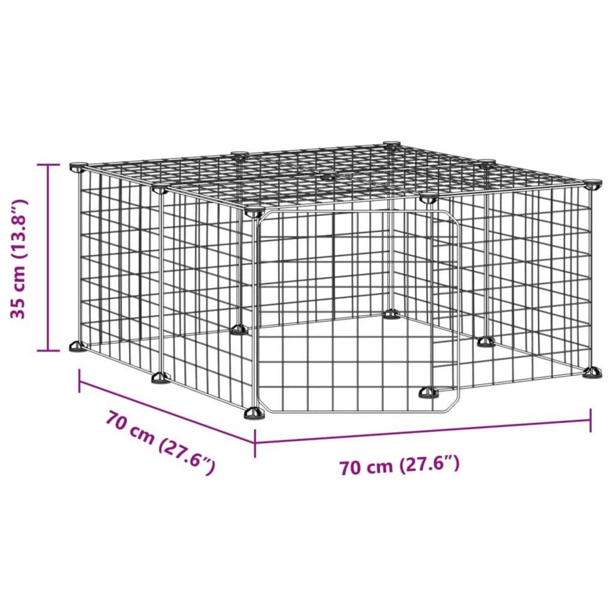 VIDAXL Cage animaux de compagnie a 12 panneaux et porte Noir 35x35 cm
