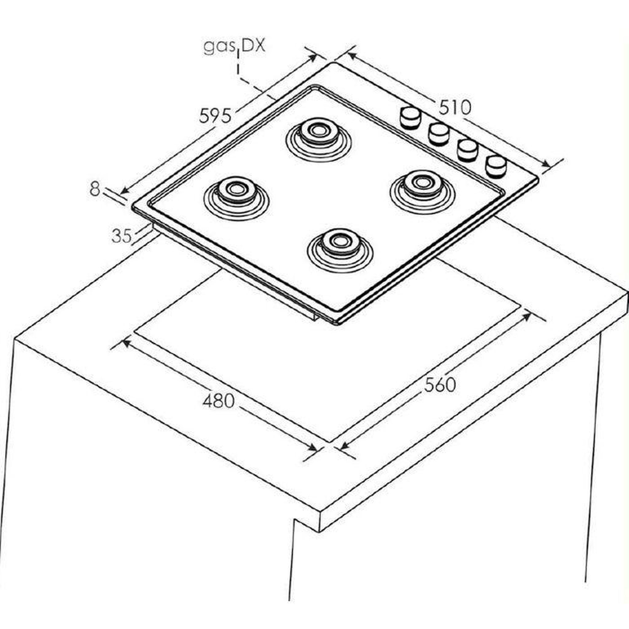 Voir la diapositive 4 : Candy Table de cuisson gaz 60cm 4 feux blanc - chw6lww