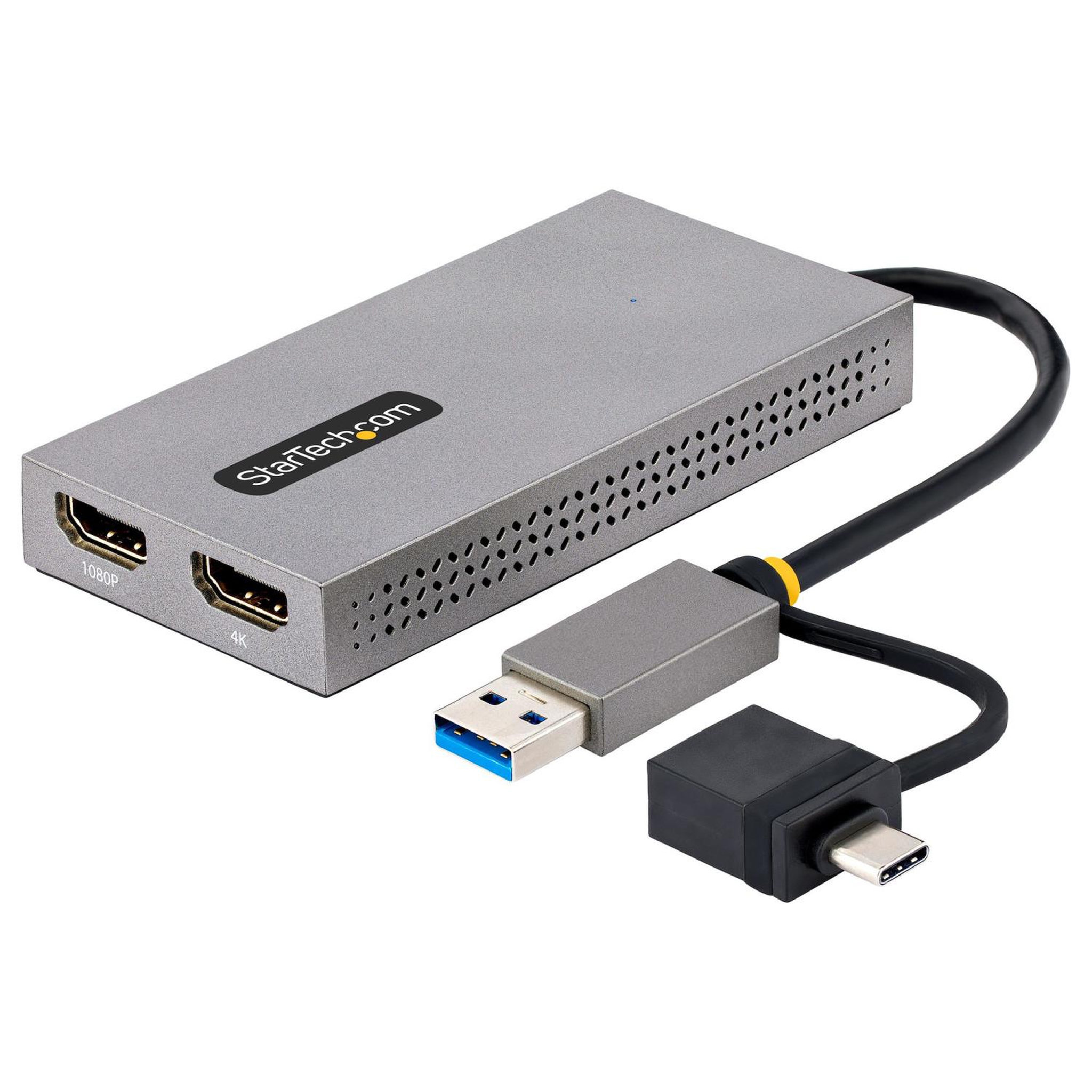 Voir la diapositive 2 : Startech Adaptateur USB vers Double HDMI StarTech.com avec Dongle USB-A vers C intégré