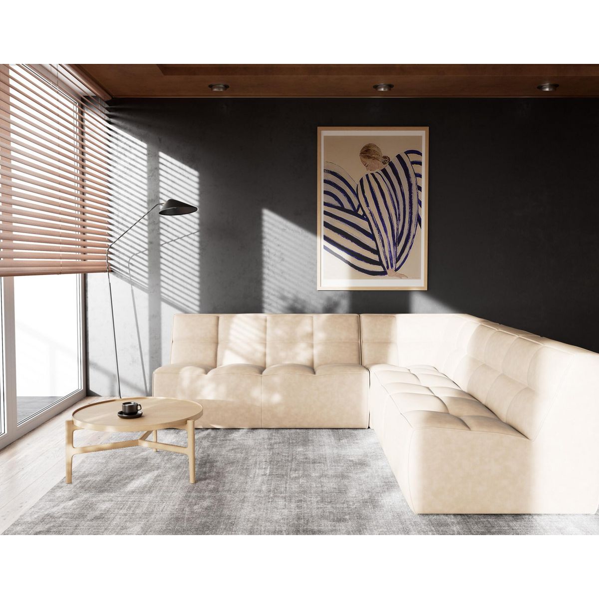 LISA DESIGN Alya - canapé modulable d'angle réversible 5 places en simili