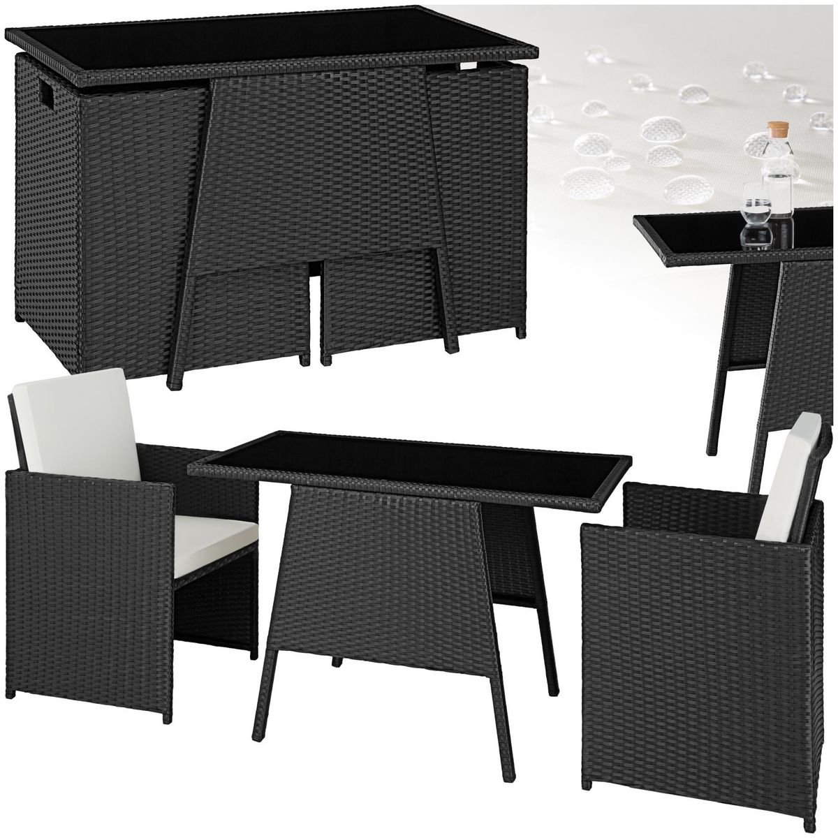tectake Salon de jardin pour 2 personnes noir