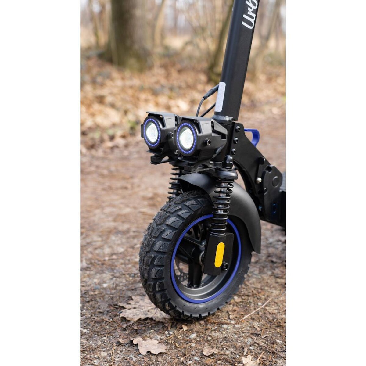 URBANGLIDE Trottinette Électrique Adulte URBANGLIDE ECROSS ONE BLEU, Autonomie 50 Km, 25 Km/h, Pliable, Suspensions Avant et Arrière Doubles, Freins à Disque, Pneus 10  Off-Road