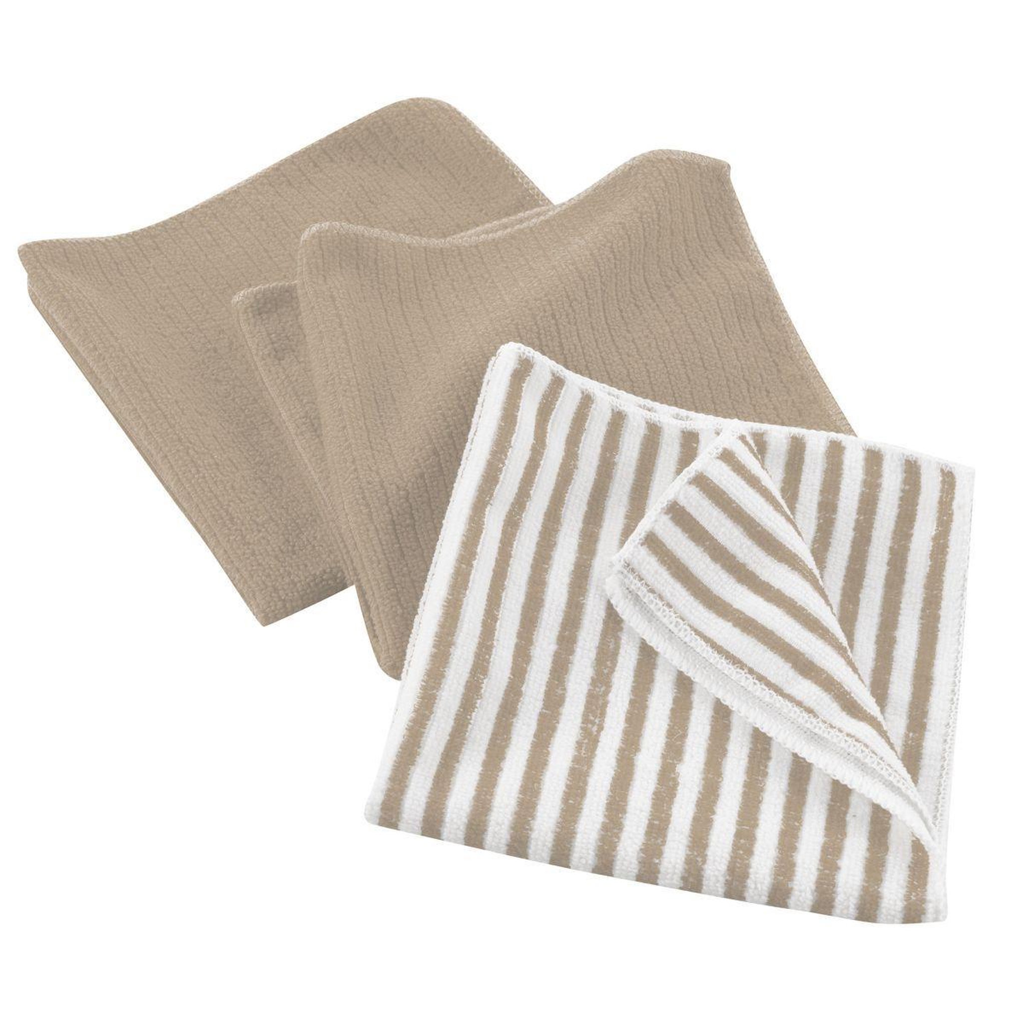 Voir la diapositive 1 : Douceur d'Intérieur Lot de 3 Torchons Microfibre  Cuistot  40x40cm Lin