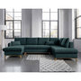 Voir la diapositive 2 : BEST MOBILIER Lagom - canapé d'angle panoramique - convertible - avec coffre - en tissu - 7 places - droit