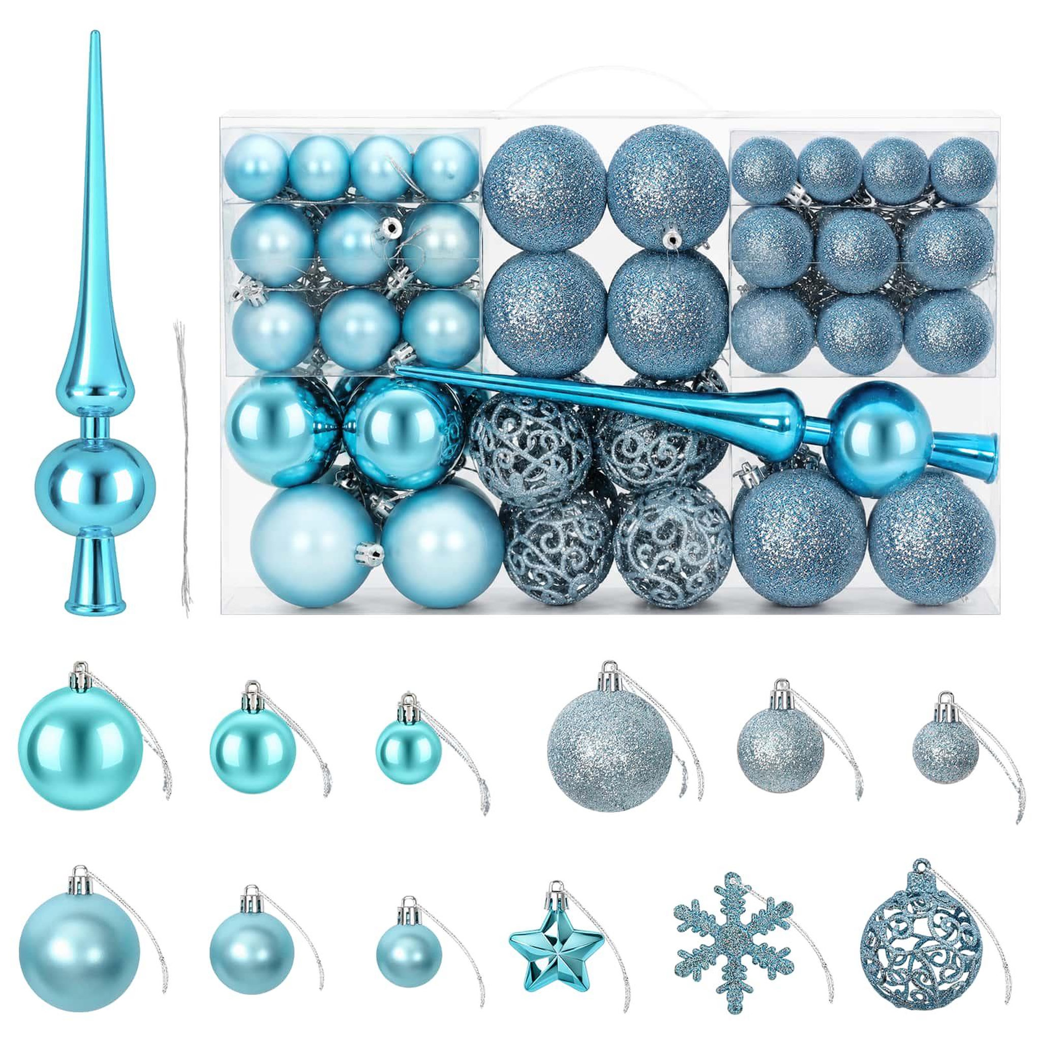 VIDAXL Ensemble de boules de Noël 111 pc Turquoise Diam. 6 cm