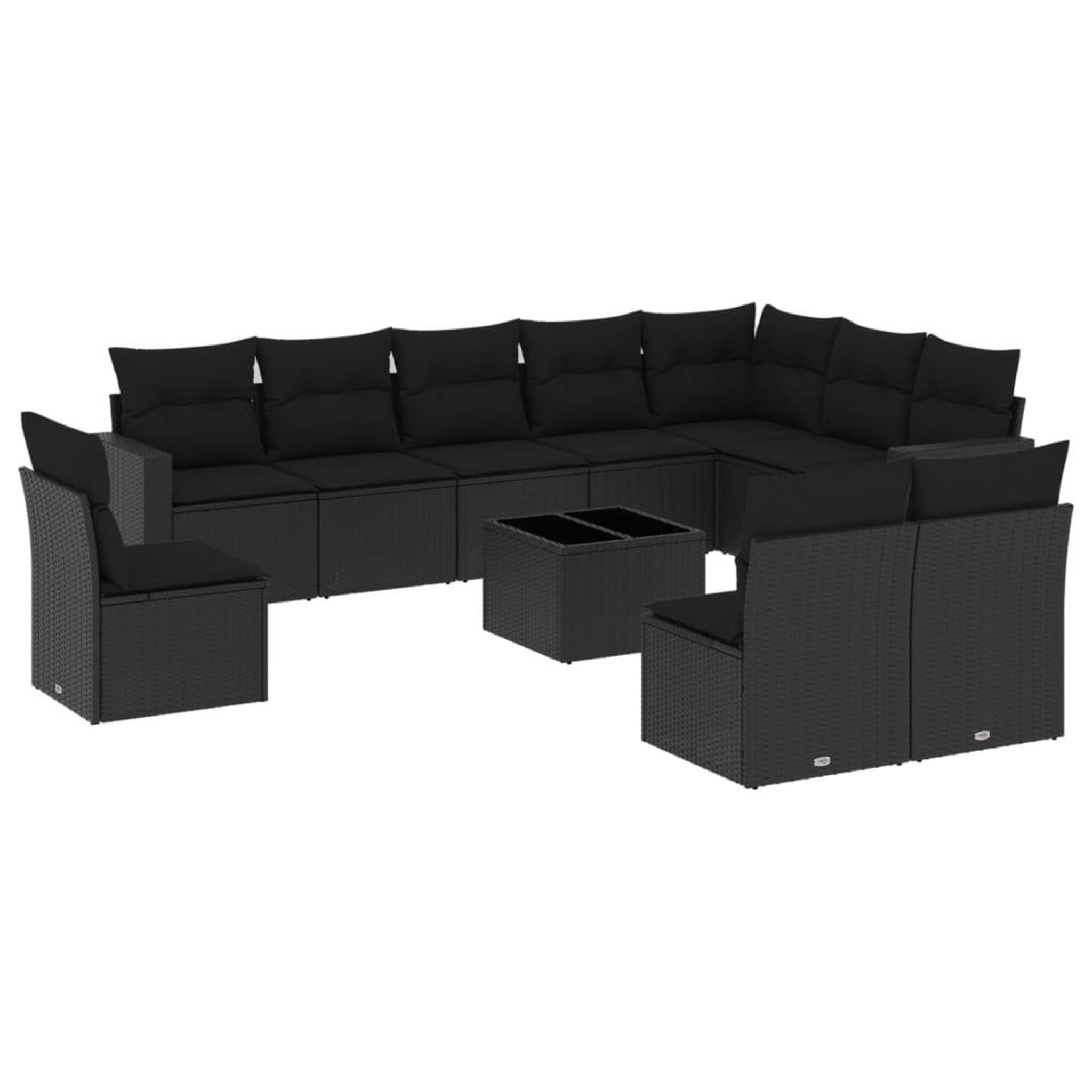 Voir la diapositive 2 : VIDAXL Salon de jardin 11 pcs avec coussins noir resine tressee