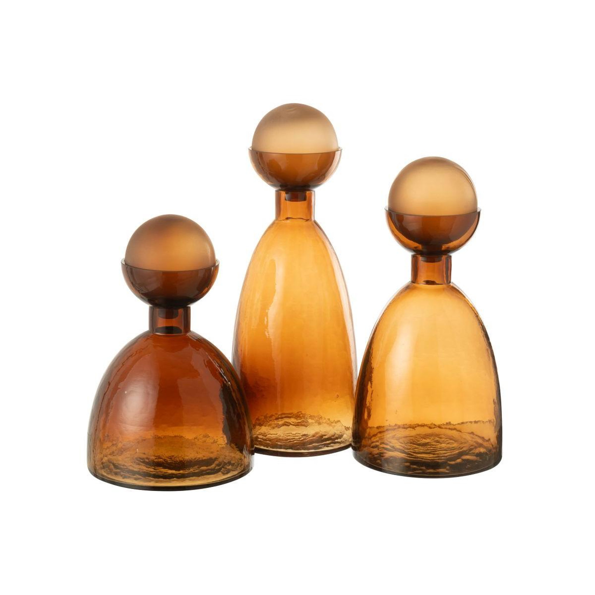 Voir la diapositive 3 : J-LINE Vase bouteille bouchon en verre  yoko  43cm marron